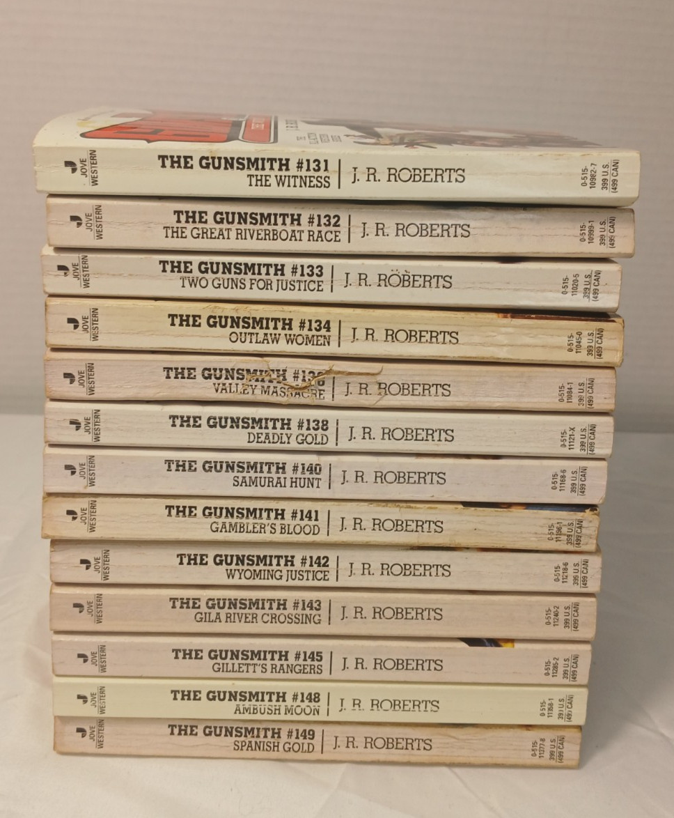 Lot of 13 The Gunsmith – J. R. Roberts – Books 131-134, 136, 138,0140-143, +3