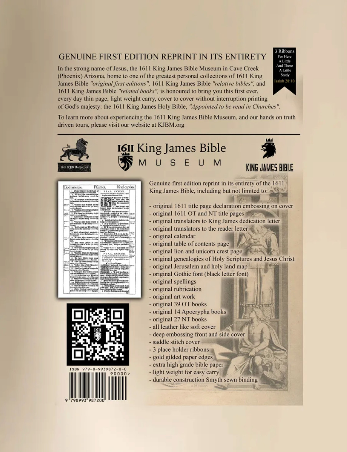 Title Page Edition: 1611 King James Bible, Facsimile, Includes Apocrypha – Ivory