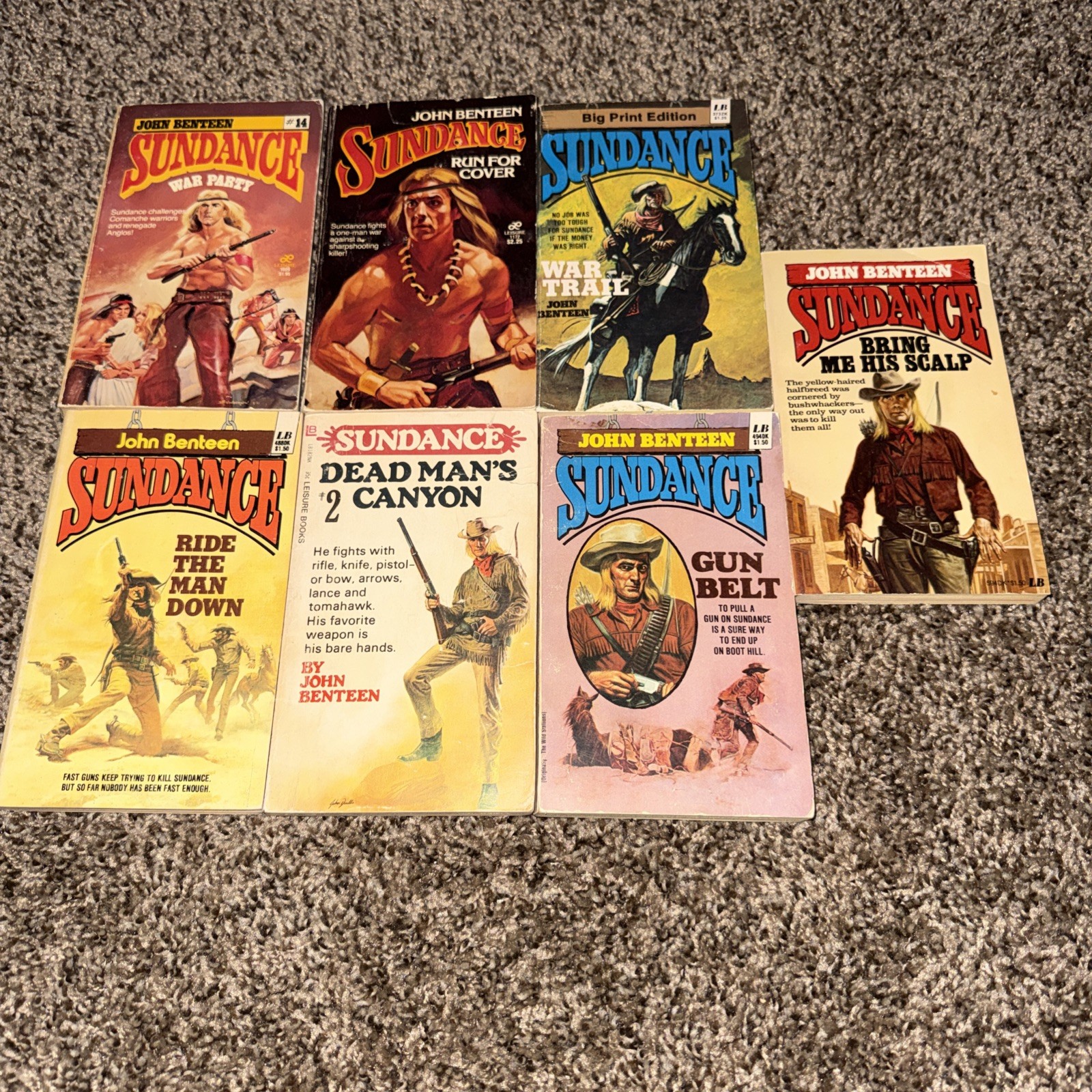 Sundance book lot of 7, John Benteen, paperbacks Vintage Westerns