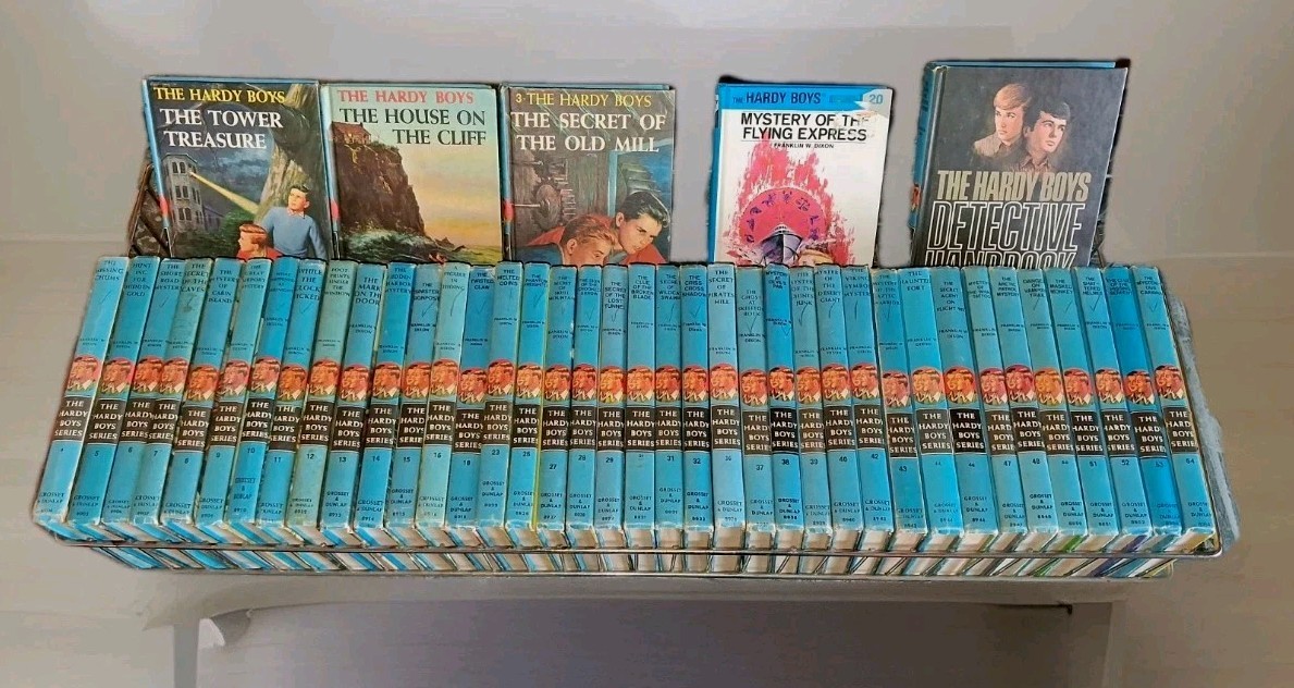 Vintage 1960s–1970s Hardy Boys Books Lot of 43 Grosset & Dunlap Blue Spine
