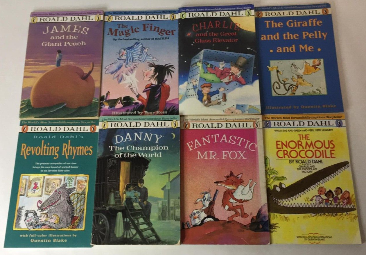 Lot of 8 Roald Dahl Novels Kids Vintage Chapter Books BFG MATILDA CHARLIE JAMES