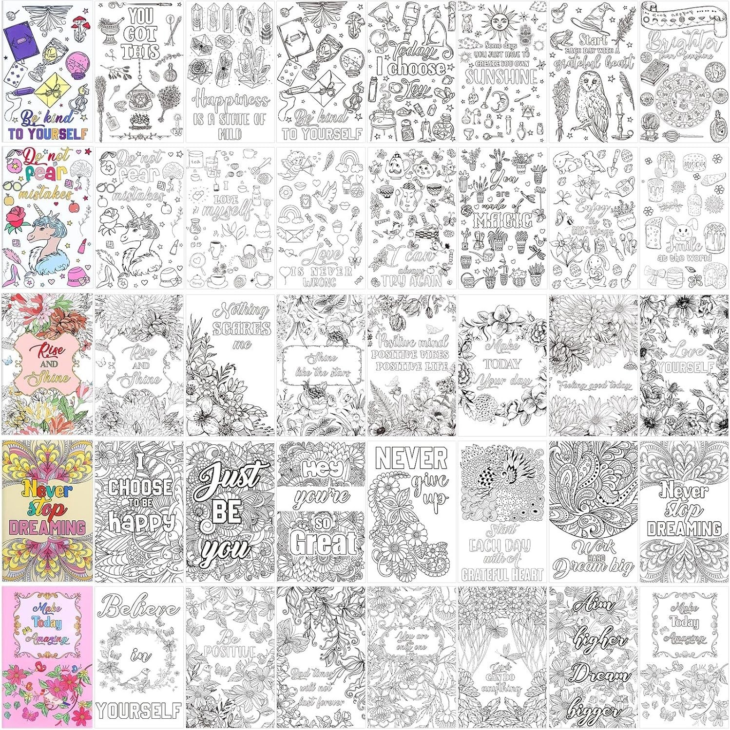30 Pcs Inspirational Coloring Book Bulk Mandala Mini Activity Books with Positiv
