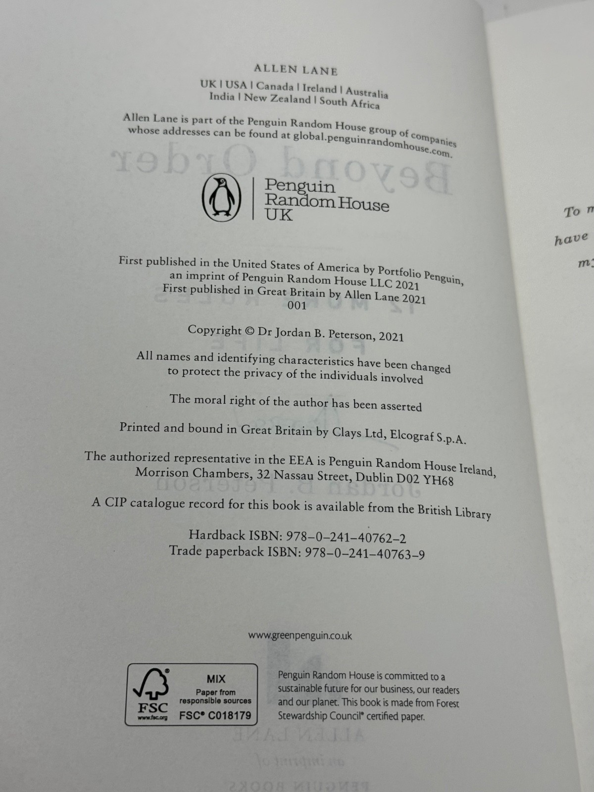 Jordan B. Peterson Signed Autograph Beyond Order Hardcover Book 1st Edition JSA