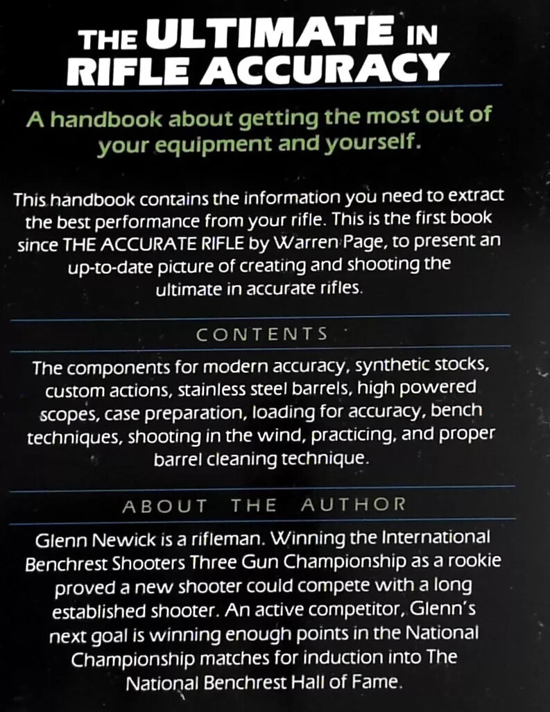 Ultimate in Rifle Accuracy by Glenn Newick, Paperback, 1989, Stoeger, 210 Pages