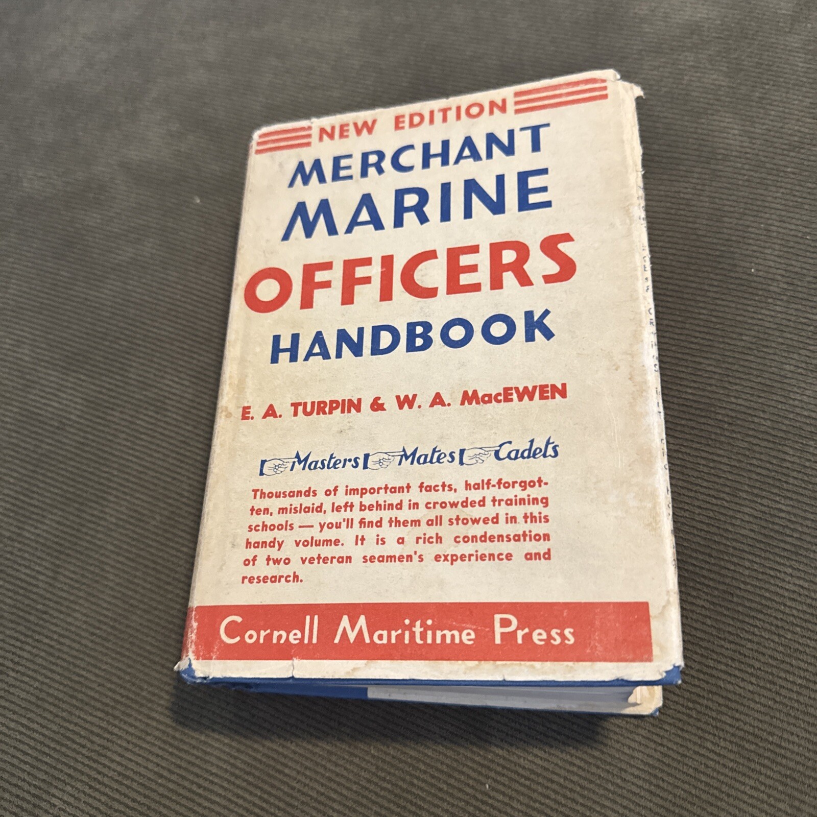 Vintage 1950 Merchant Marine Officers‘ Handbook With Sleeve by Macewen William A