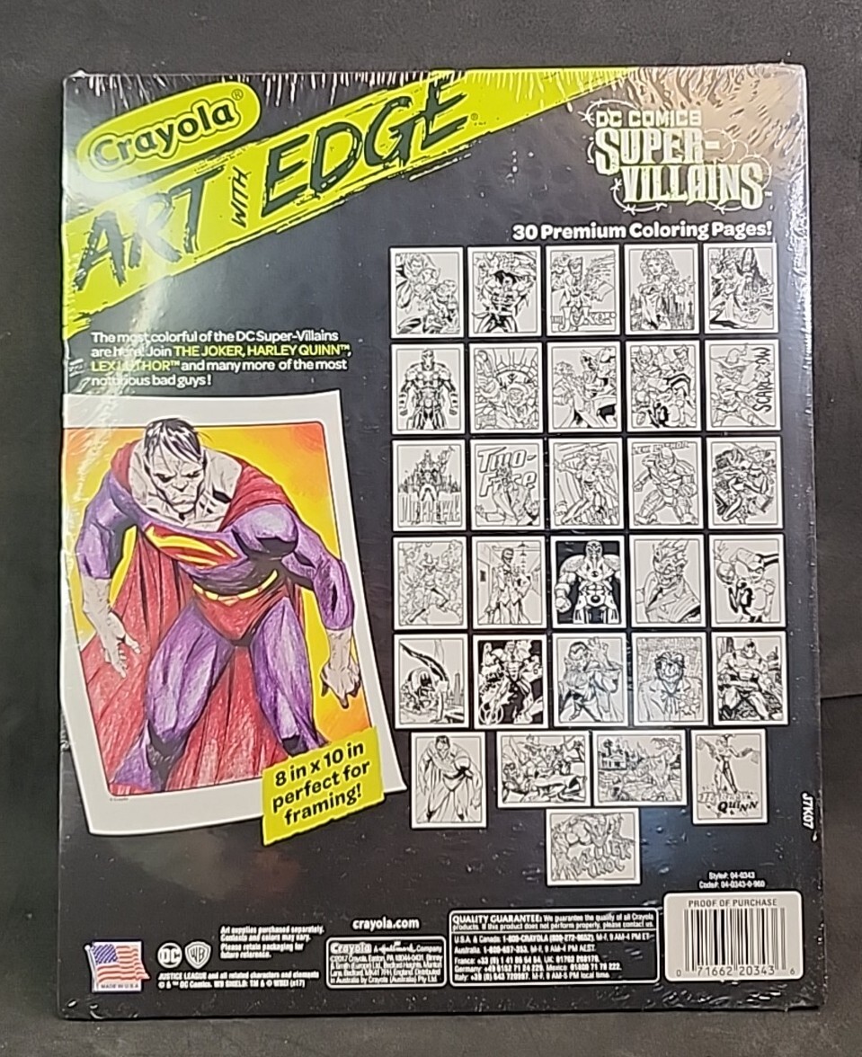 Crayola Art With Edge DC Comics Super Villains Premium Coloring Book 30 Pages