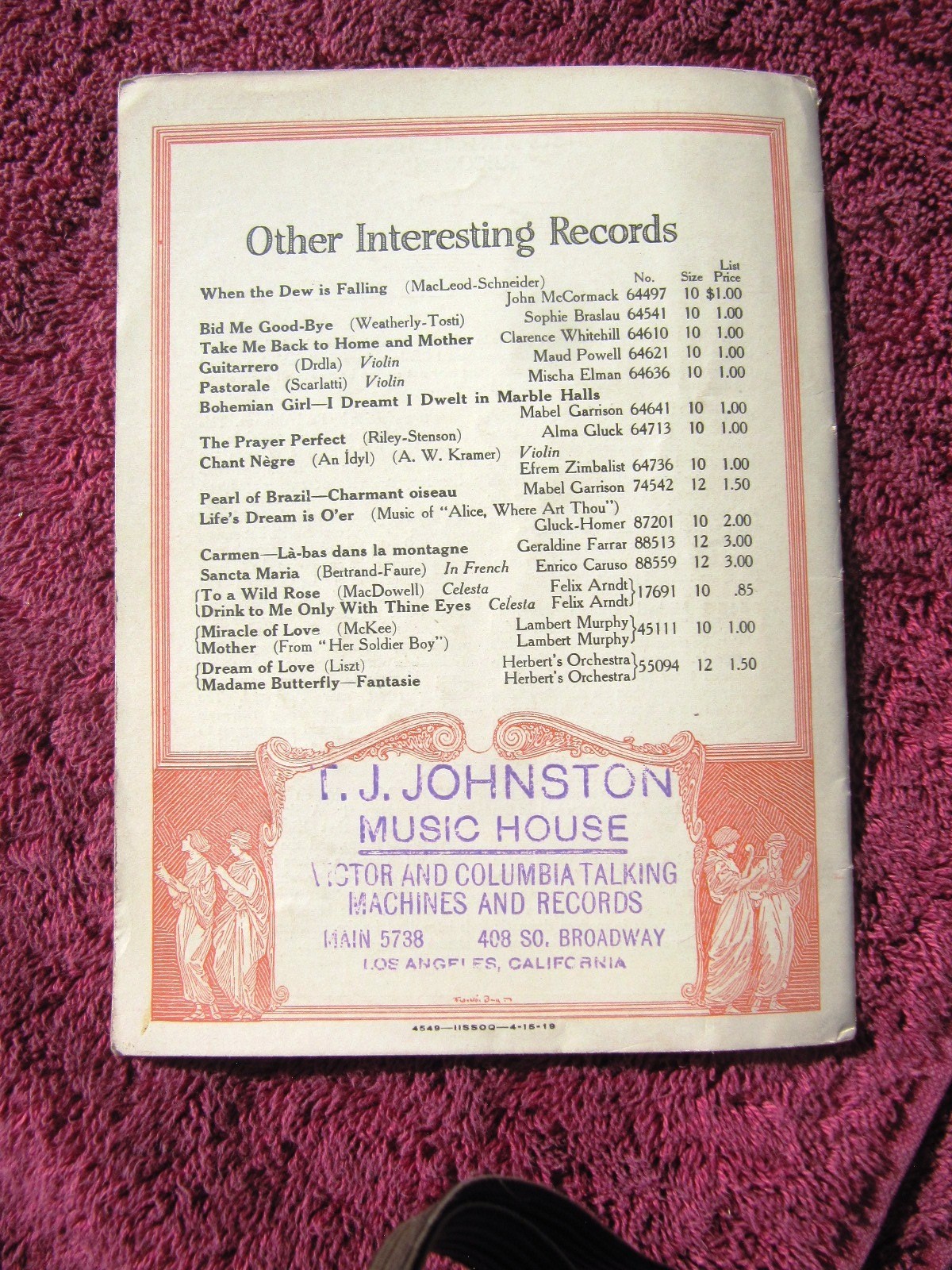 New VICTOR RECORDS June 1919 SPANISH DANCE Victrola Monthly Supplement CATALOG