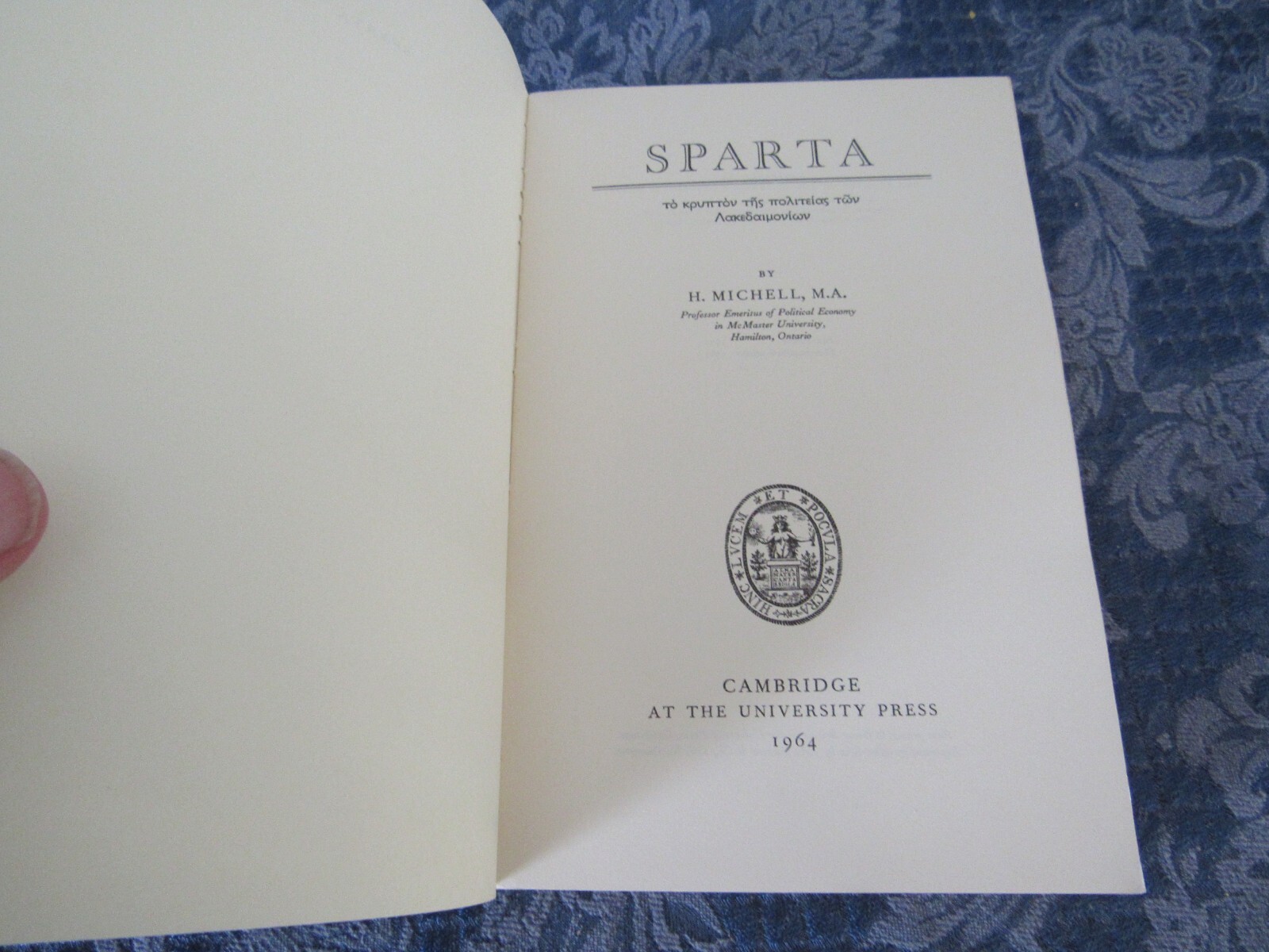 Sparta By H. Michell 1964 Cambridge University Press 348 pages