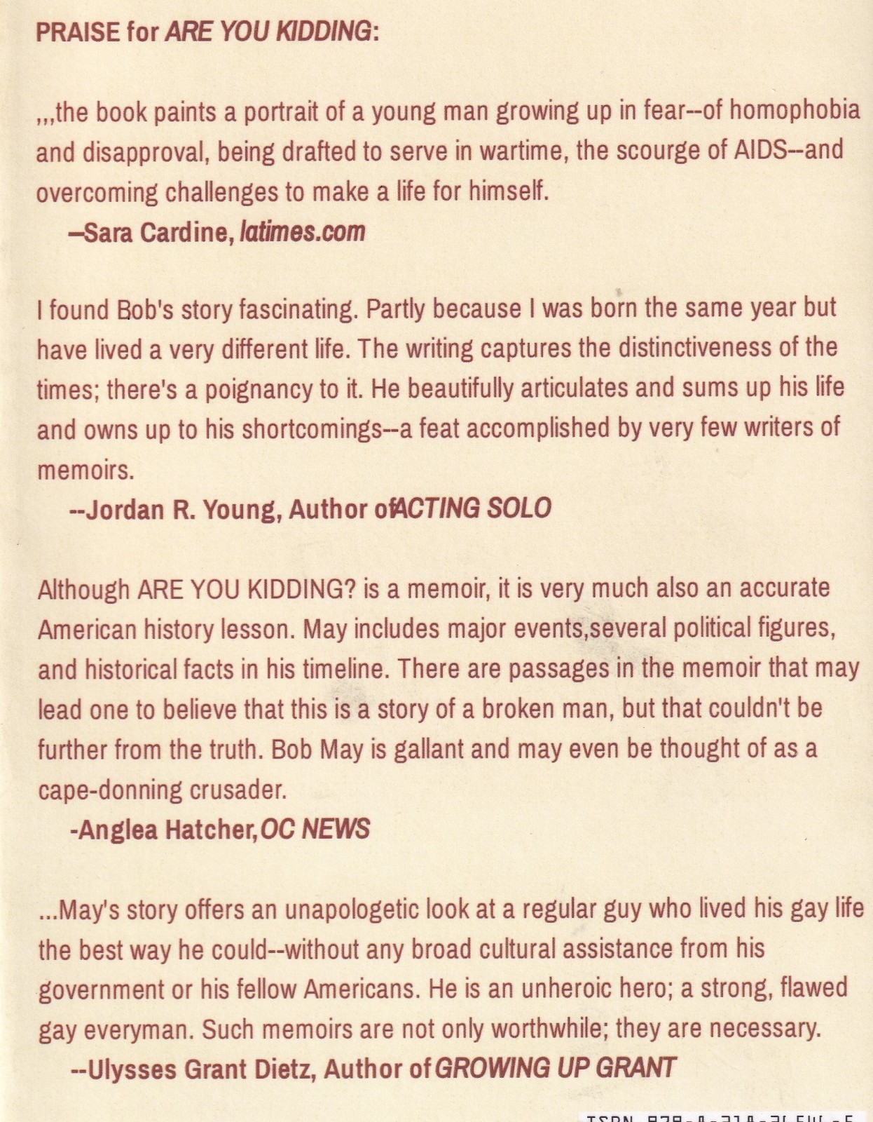 Gay Man’s Humorous and Dramatic Memoir of 7 Decades, signed by author
