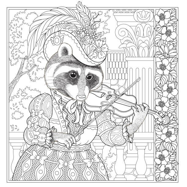 Raccoon and Friends Coloring Book 108 Pages 8.5 x 11 for All Ages