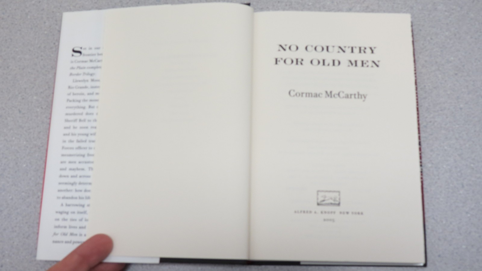 No Country for Old Men by Cormac Mccarthy (2005, Hardcover)