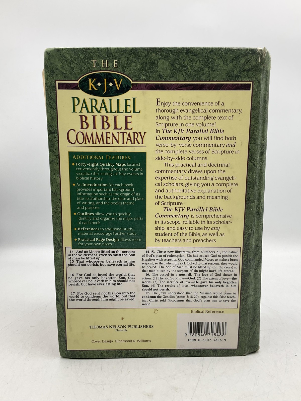 The KJV Parallel Bible Commentary Edward E. Hindson Thomas Nelson HC 1994 Green