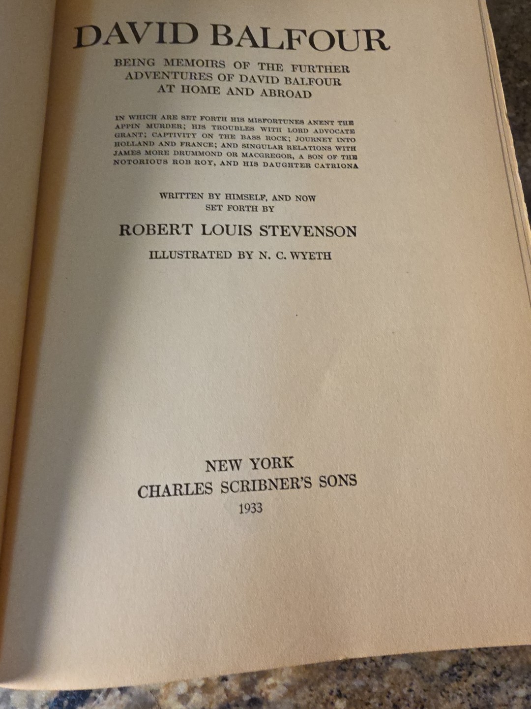 David Balfour by Robert Louis Stevenson with pictures by N. C. Wyeth 1933