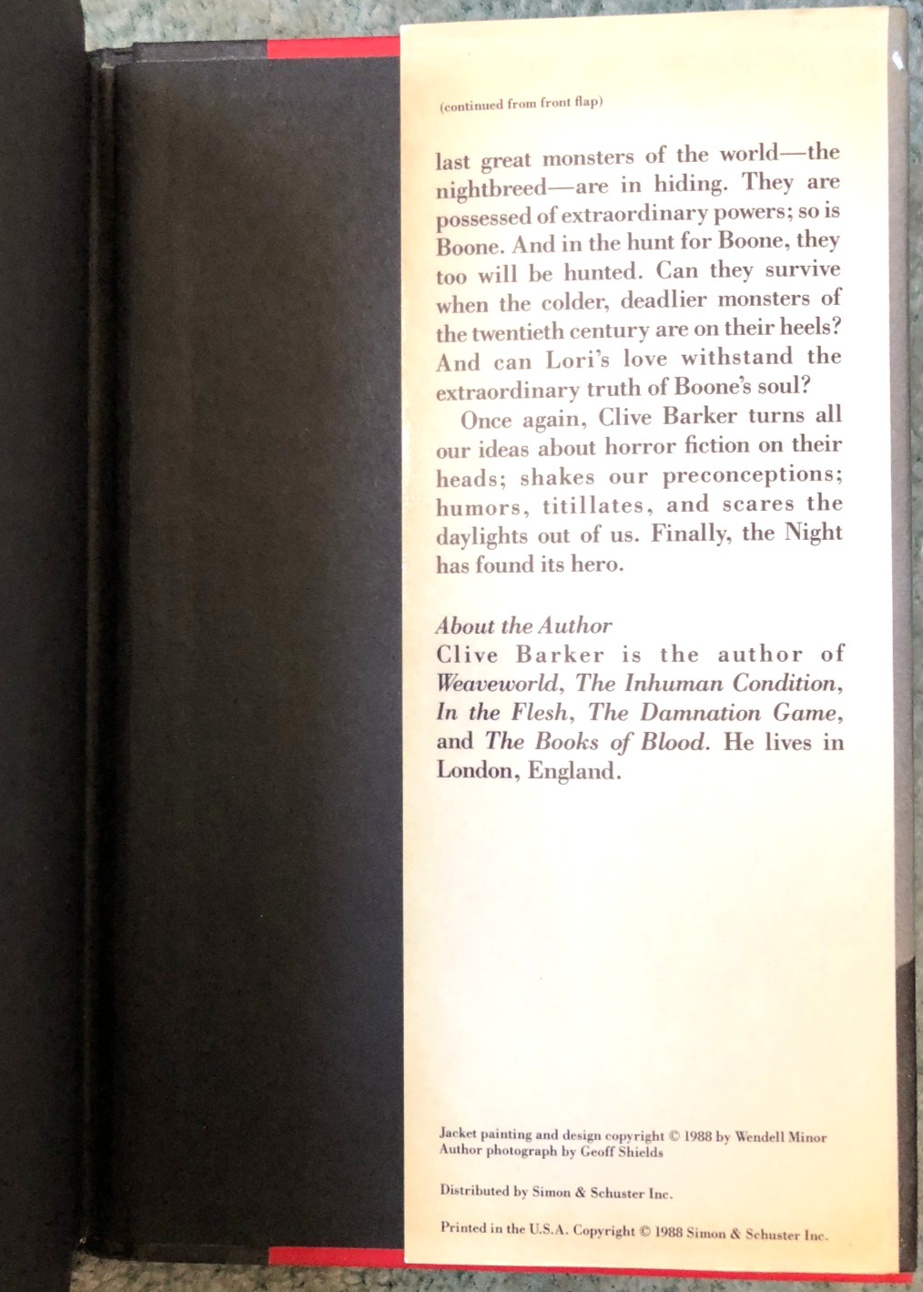 Clive Barker books, The Great and Secet Show & Cabal (2nd printing), hardcovers