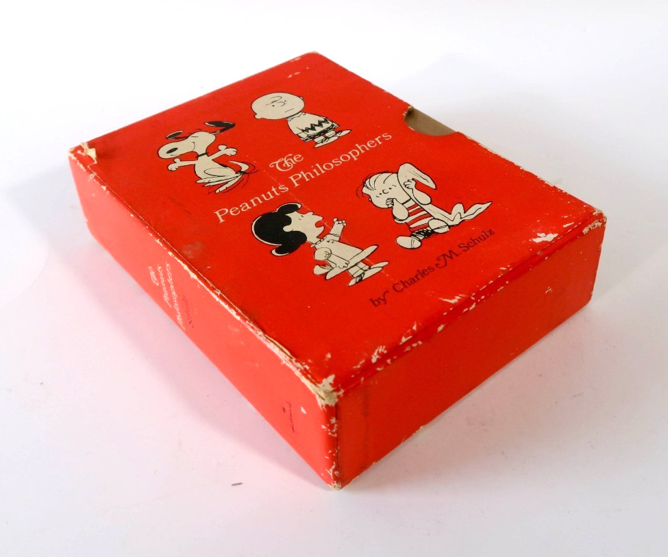 Vtg 1960s The Peanuts Philosophers Mini Book Box Set Complete 4 Snoopy Schulz
