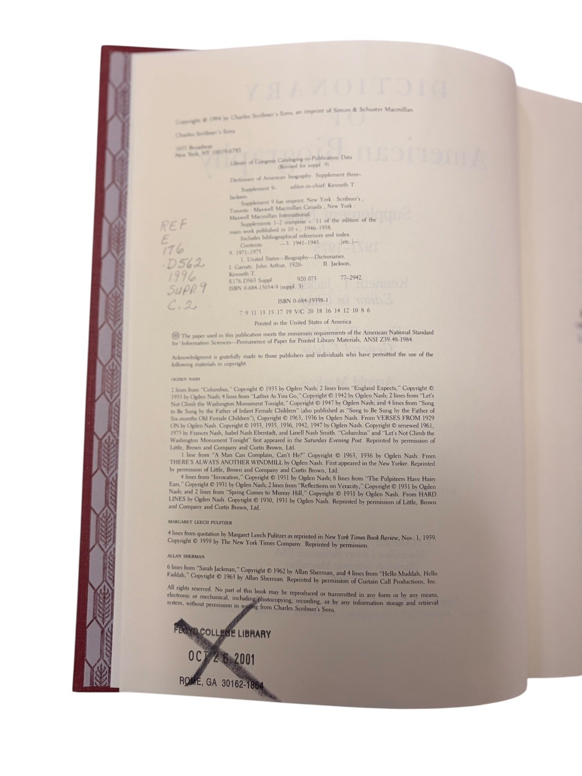 Dictionary of American Biography Supplement Nine 1971-1975 Kenneth T. Jackson
