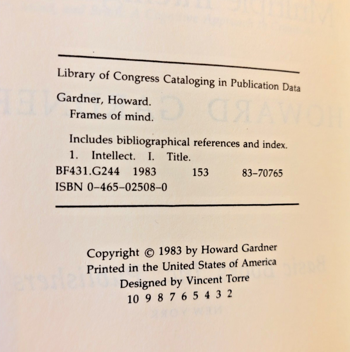 Frames Of Mind: The Theory Of Multiple Intelligences, Howard E. Gardner 1983 HC