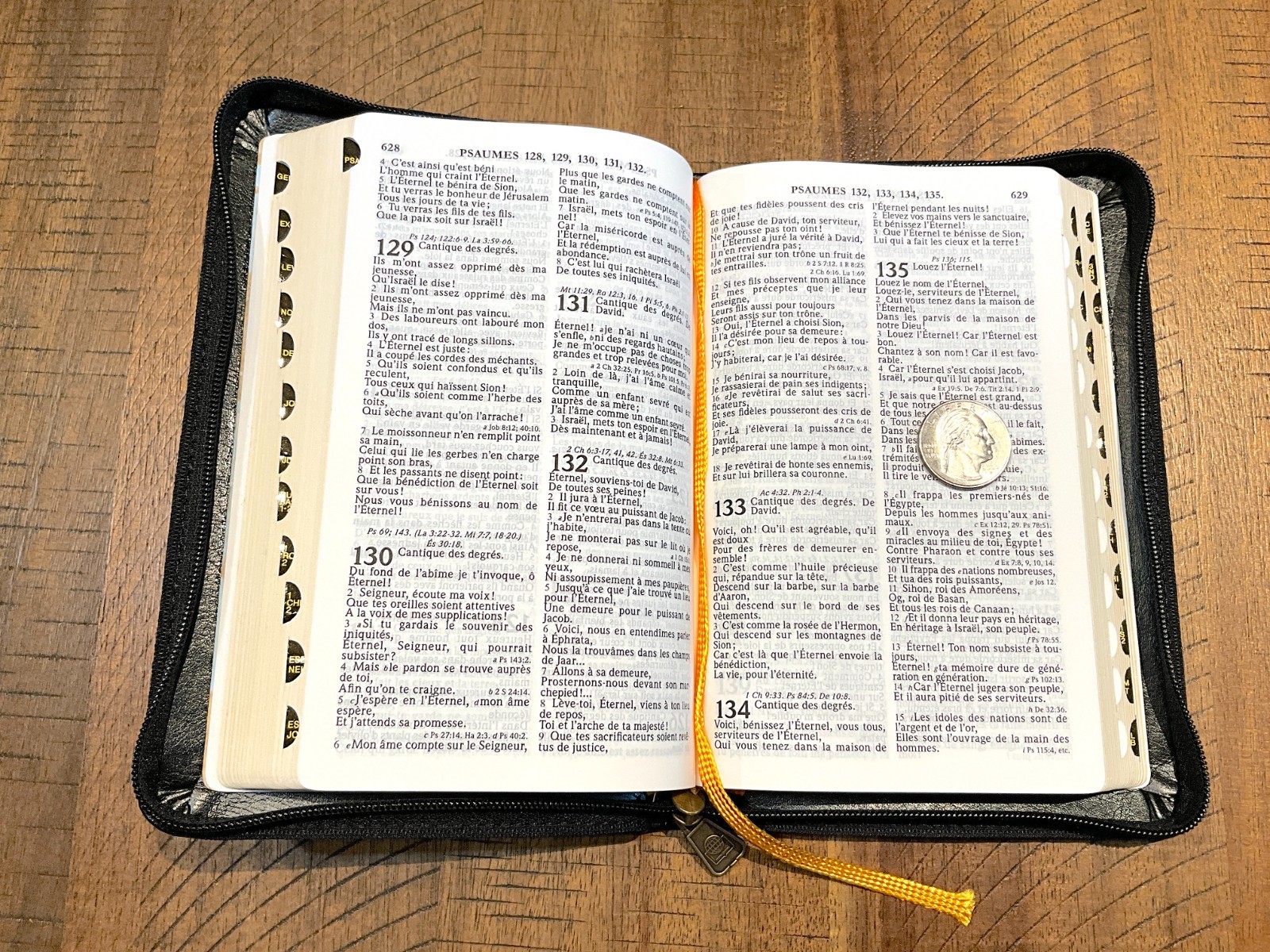 French Bible, La Sainte Bible – Segond 1910 Black Im Leather Zipper Red Letter