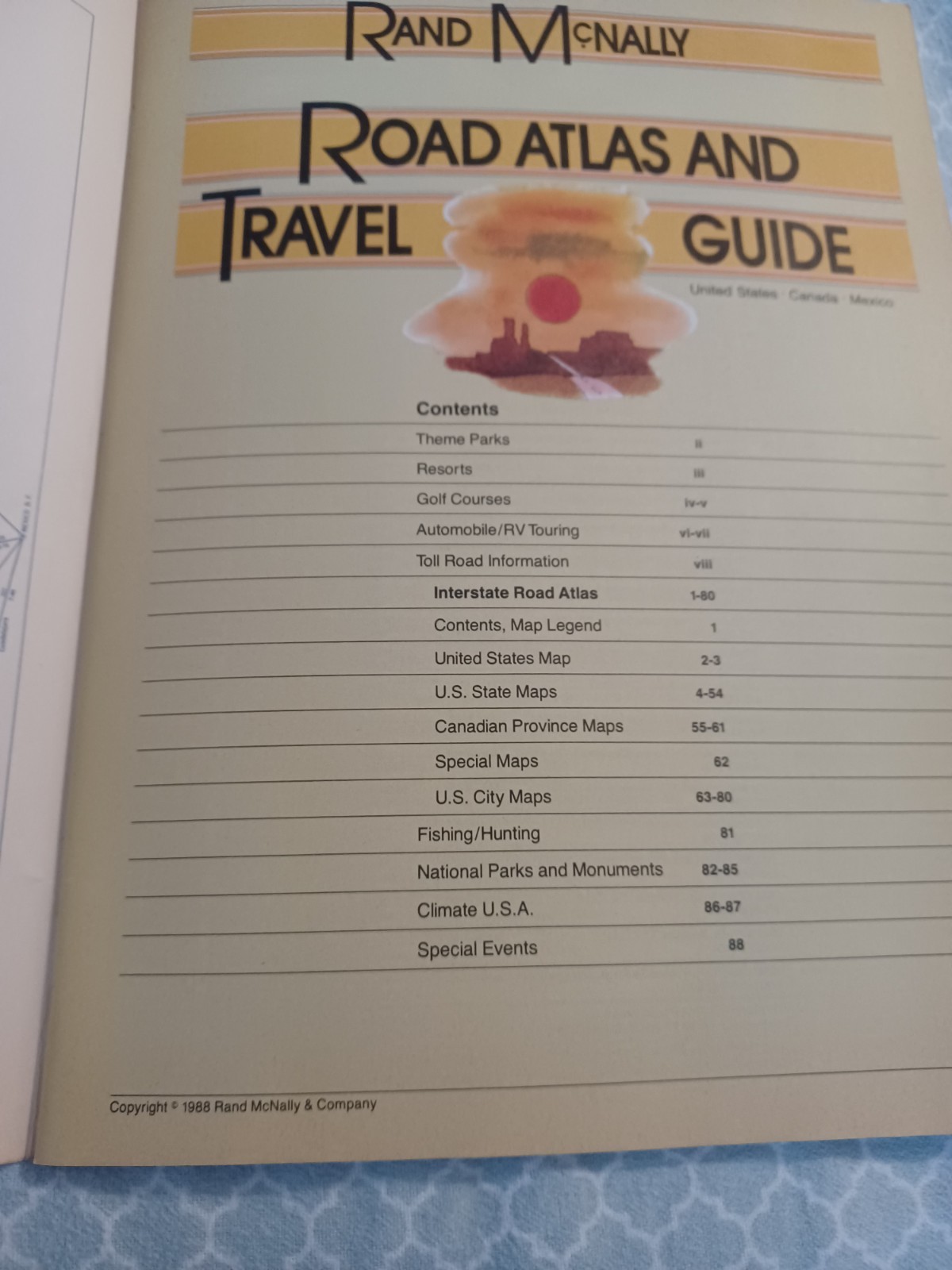 Rand McNally 1988 Road Atlas & Travel Guide United States Canada 11″x8″