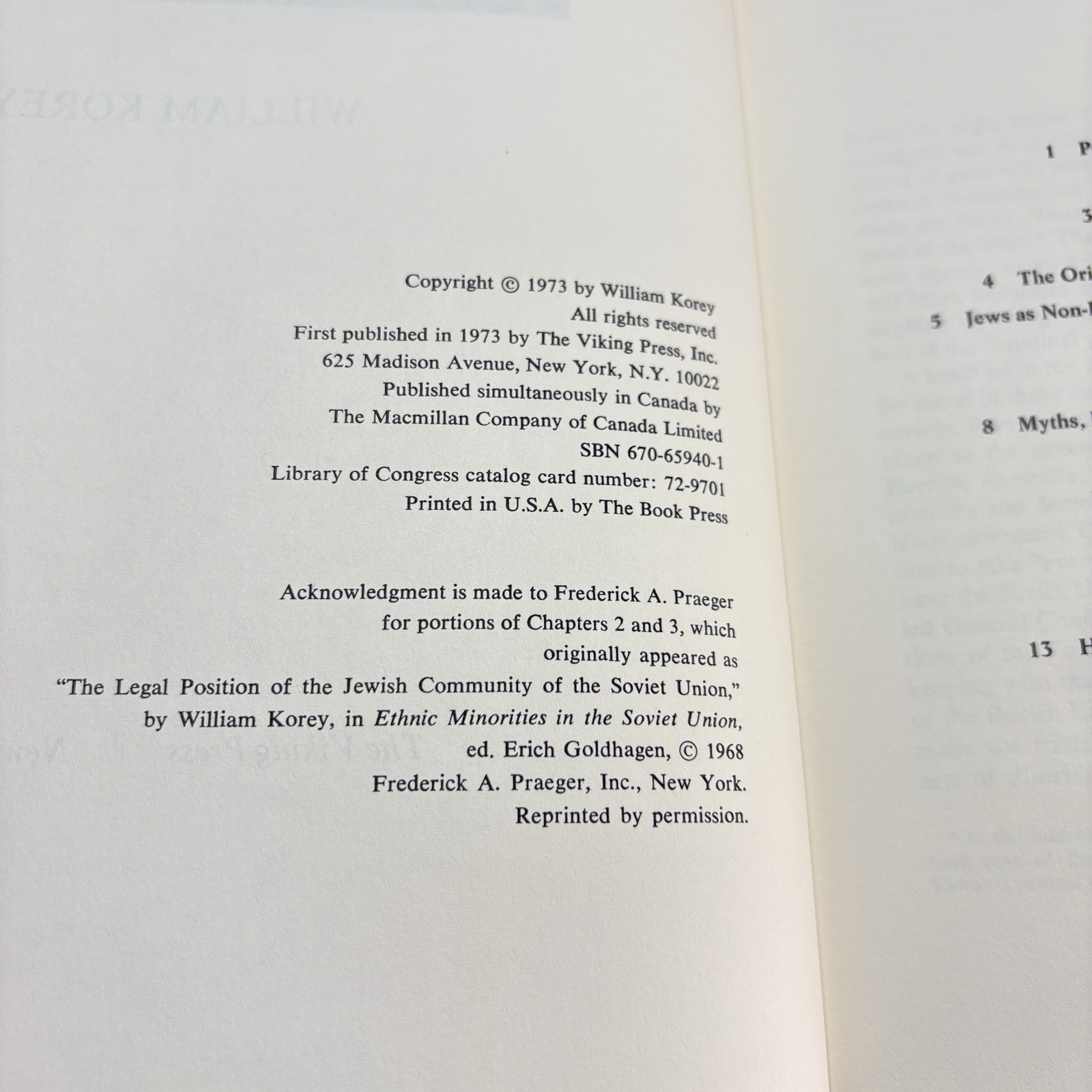 The Soviet Cage: Anti-Semitism in Russia by William Korey, 1973, 1st Ed., HC DJ