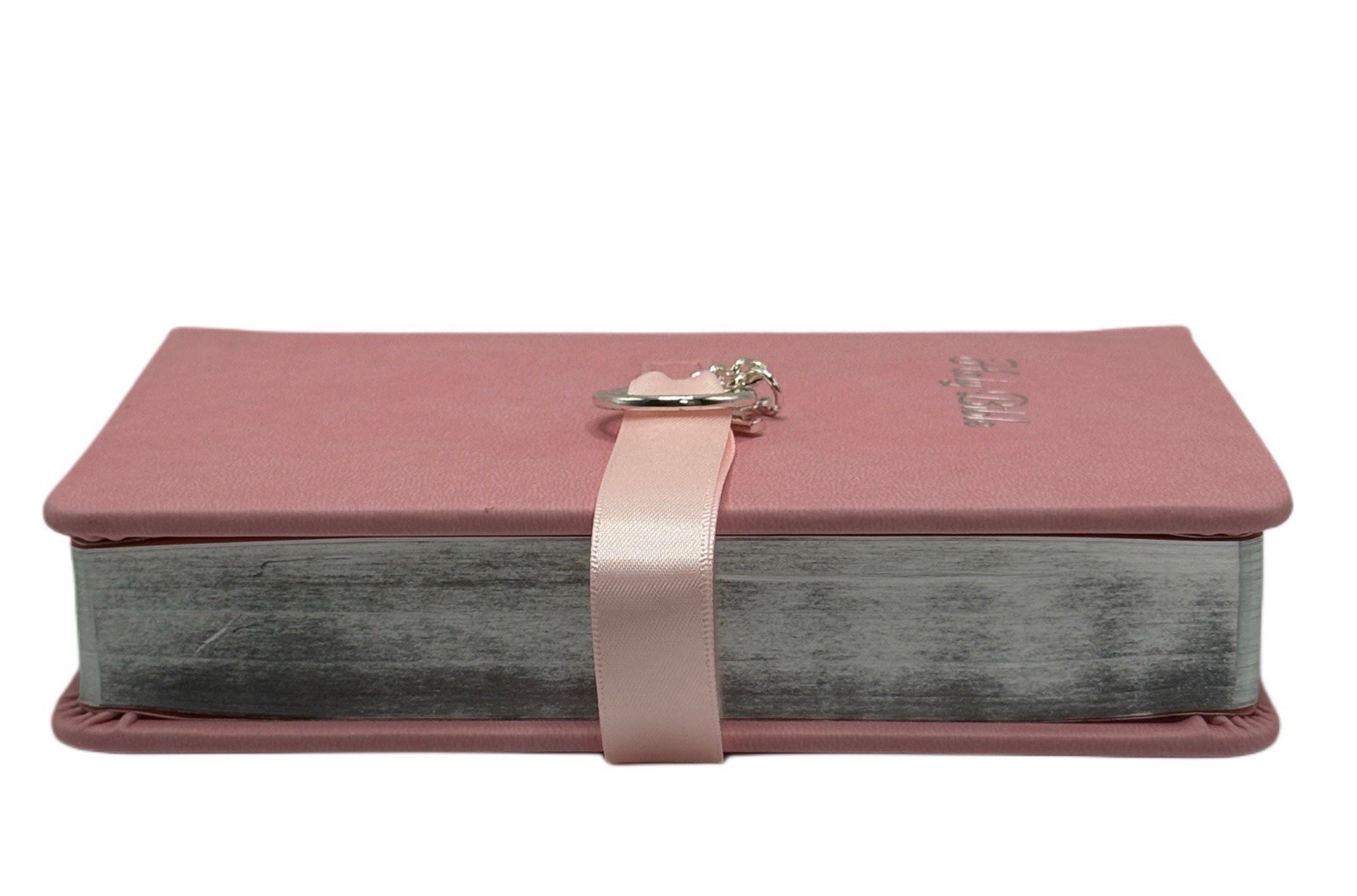 NKJV Simply Charming Bible Pink Hardcover Ribbon Cross Charm New