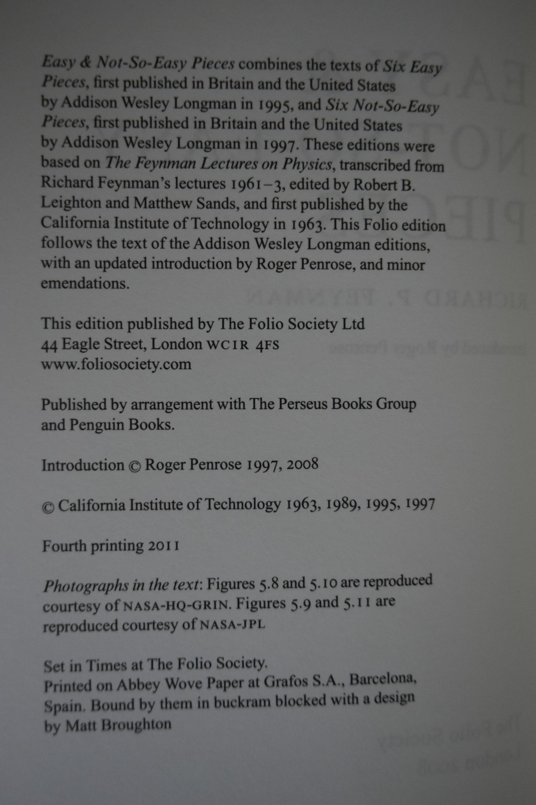 Easy and Not-So-Easy Pieces by Richard P. Feynman, Folio Society, SC/HC/LN