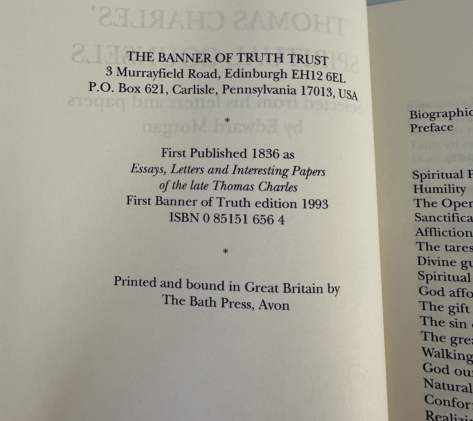 Thomas Charles Spiritual Counsels;Selected from hisLetters and Papers