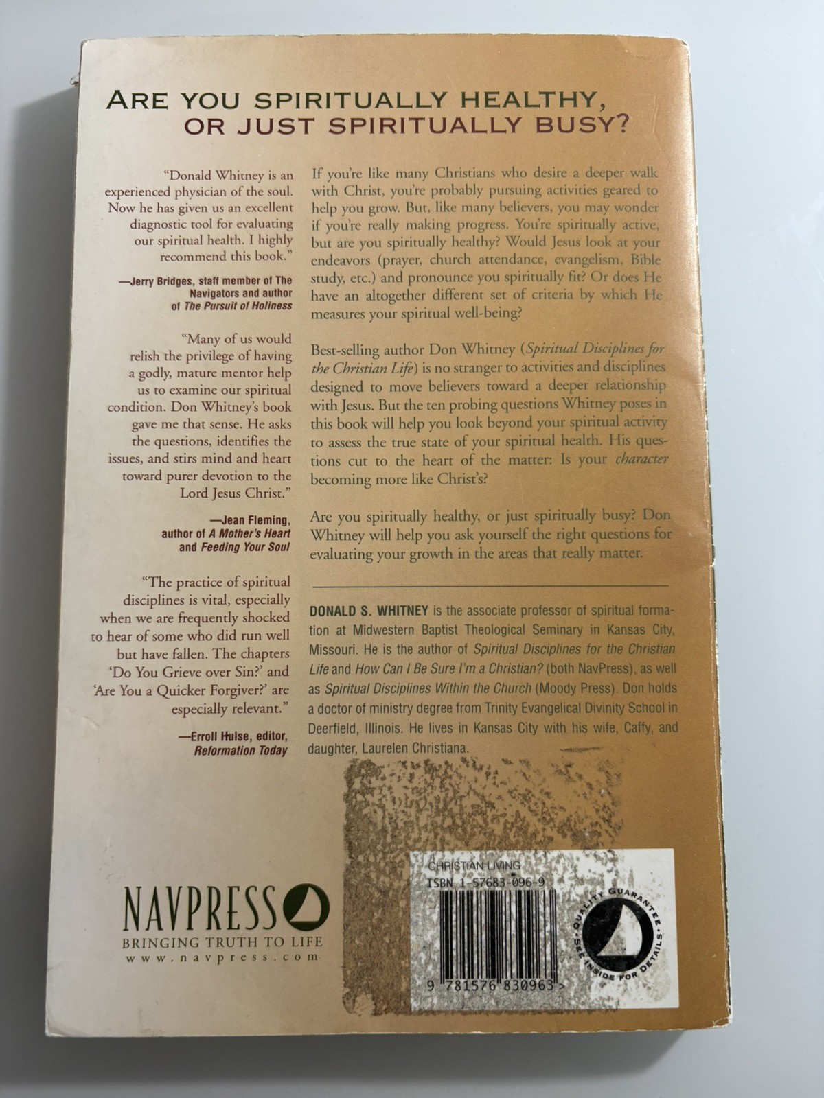 Ten Questions to Diagnose Your Spiritual Health by Donald S. Whitney (2001,…