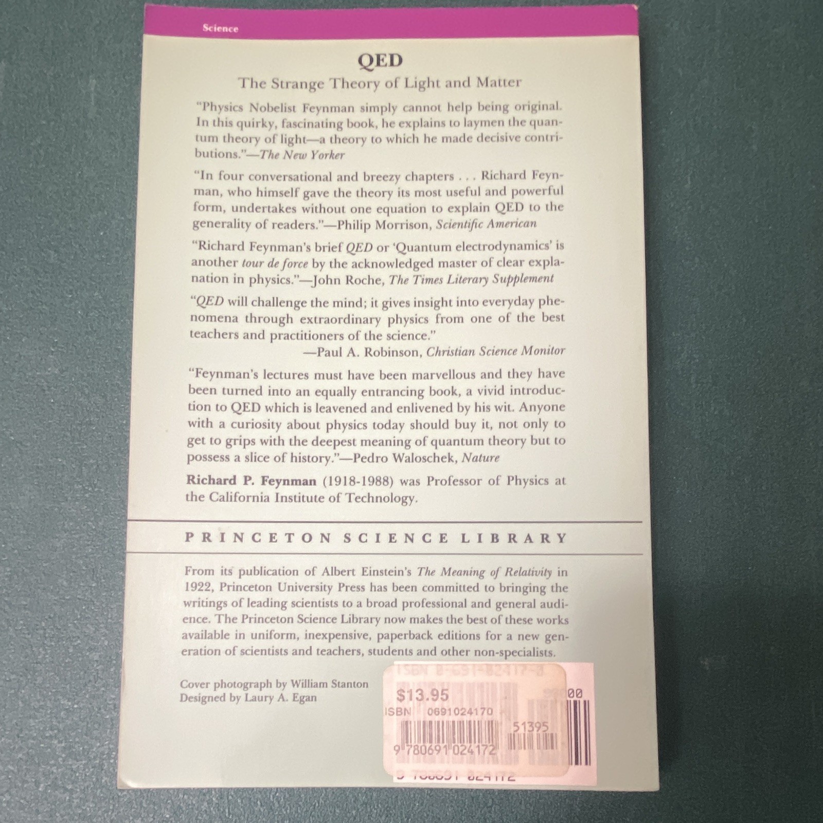 Richard P. Feynman QED: Strange Theory of Light & Matter PB Princeton 1988