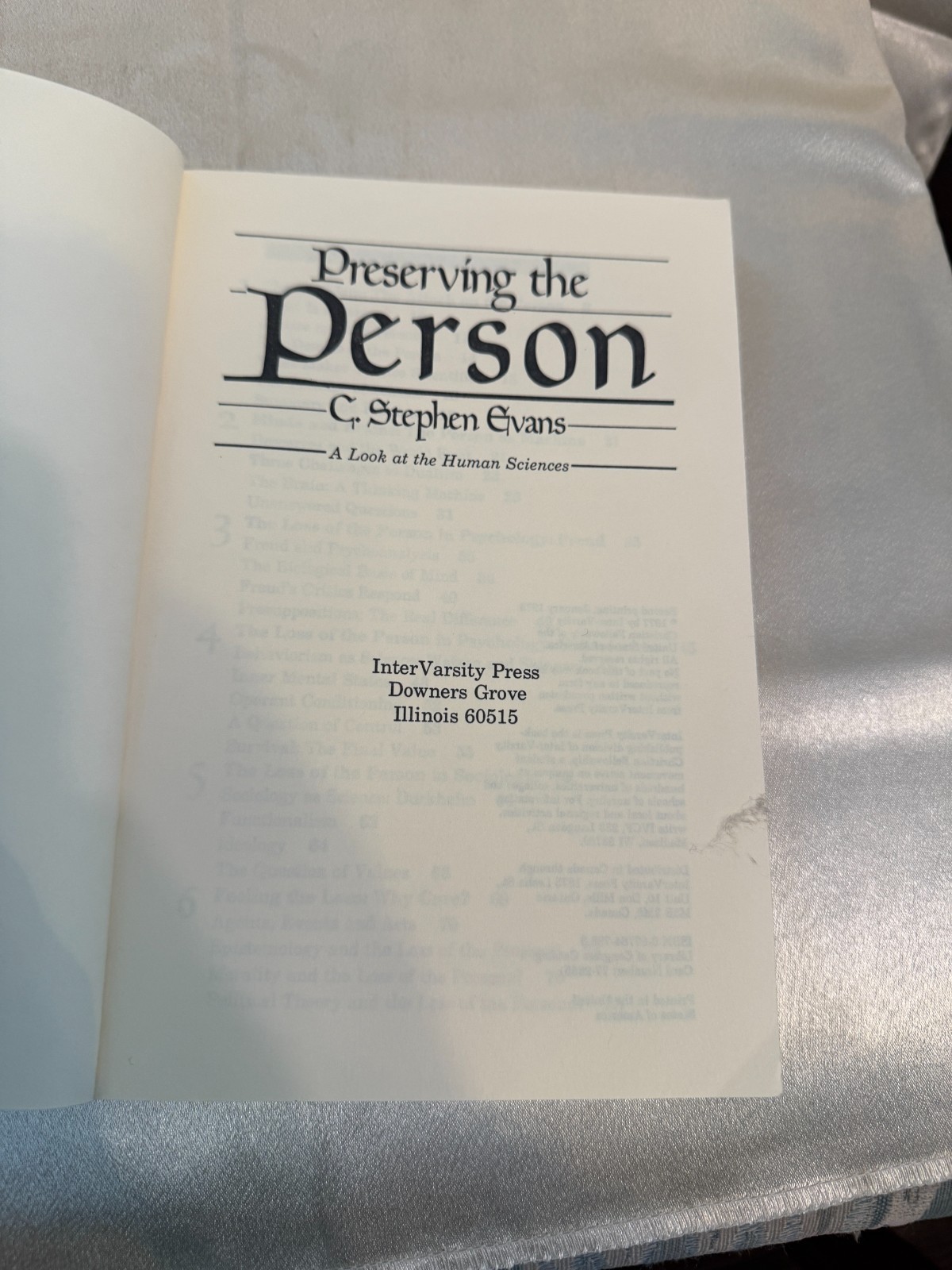 PRESERVING THE PERSON C Stephen Evans PB philosophy human sciences Christian