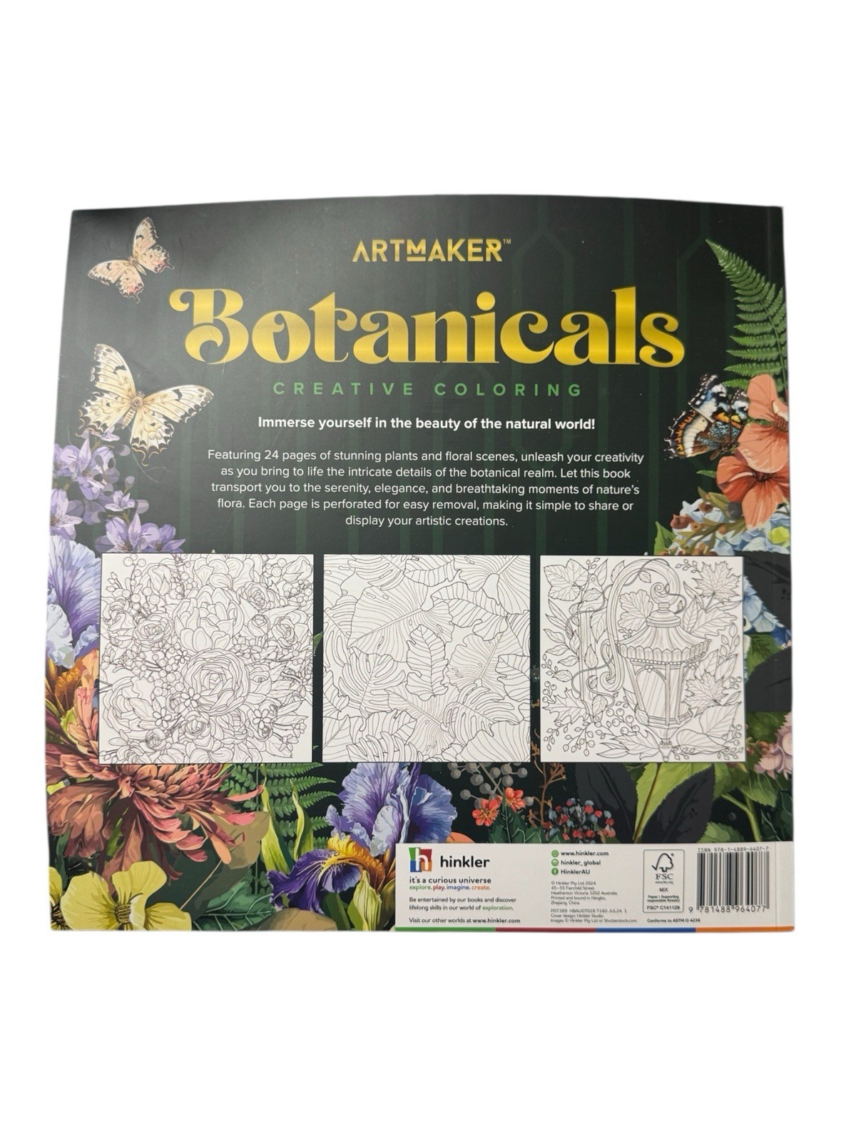 Botanicals Creative Coloring Book New 32 Pages 11.5 X 11.5”