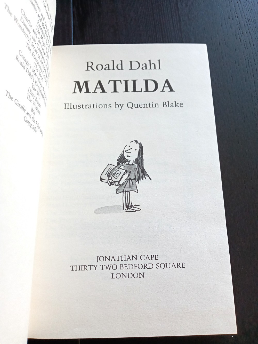 MATILDA by Roald Dahl HCDJ 1988 Jonathan Cape UK 1st/1st VG+/VG+