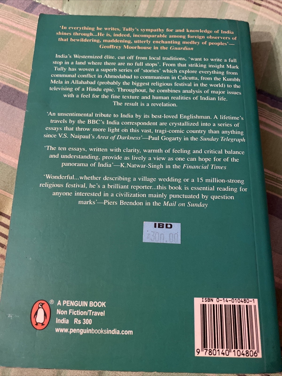 No Full Stops In India; Paperback Mark Tully 1992