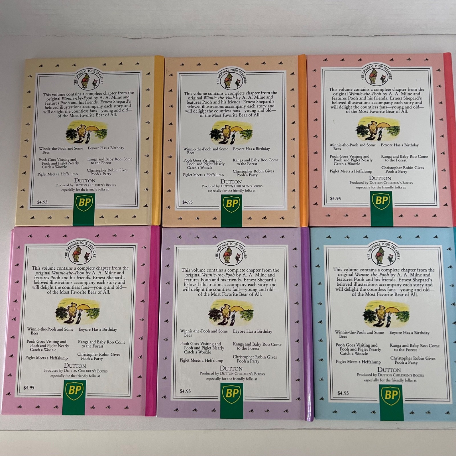 Vintage WINNIE THE POOH 6 Mini Book Hardcover Set 1990 Promo BP Gas Station