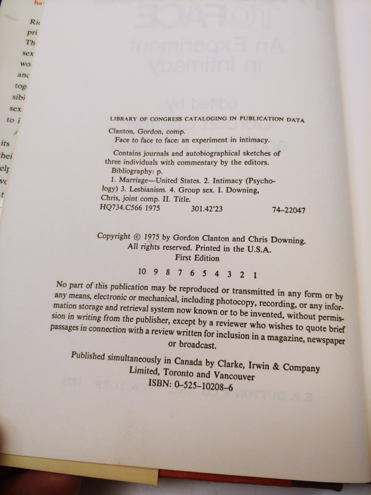 FaceToFaceToFace, An Experiment In Intimacy, Gordon Clanton / Chris Downing 1975