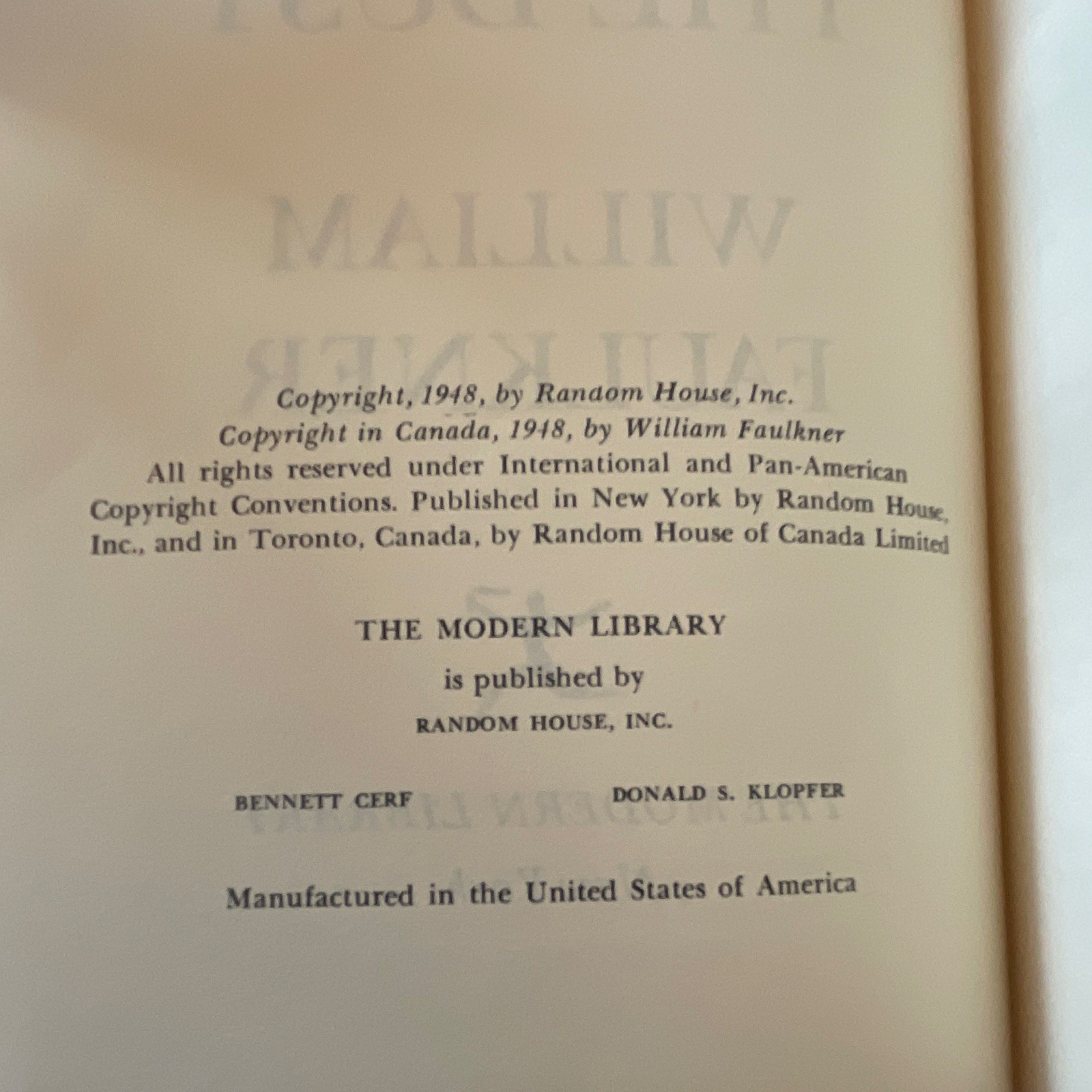 William Faulkner Intruder in the Dust Modern Library Hardcover 1948 DJ
