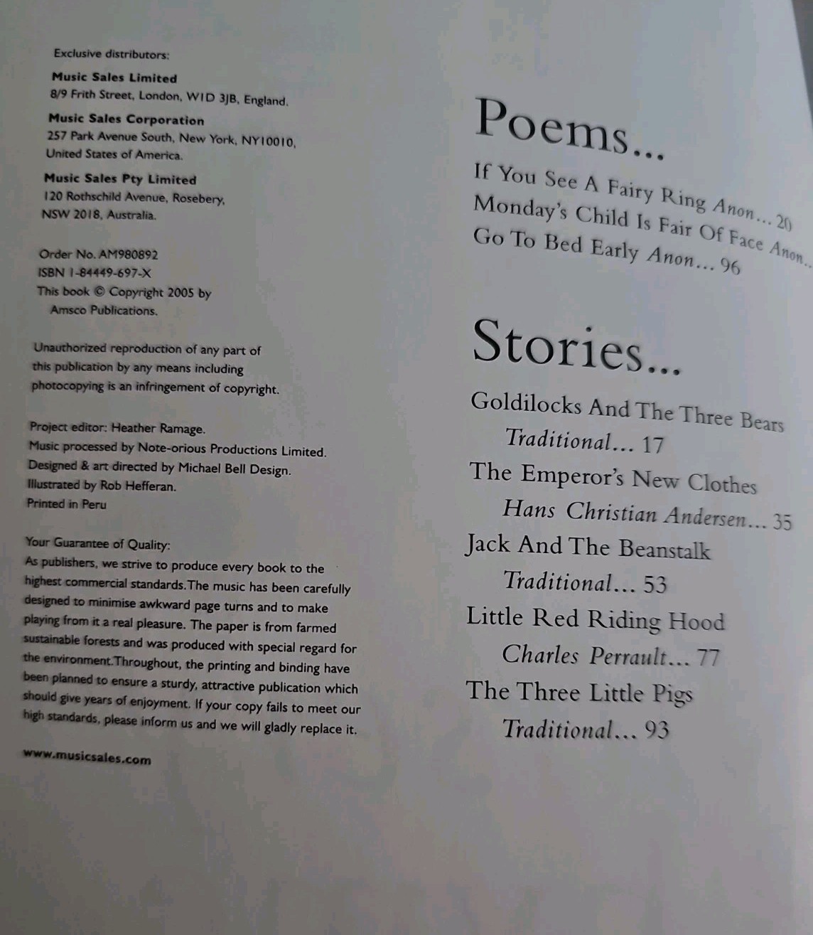 Nursery Rhyme Songbook By Amsco Productions (2005)