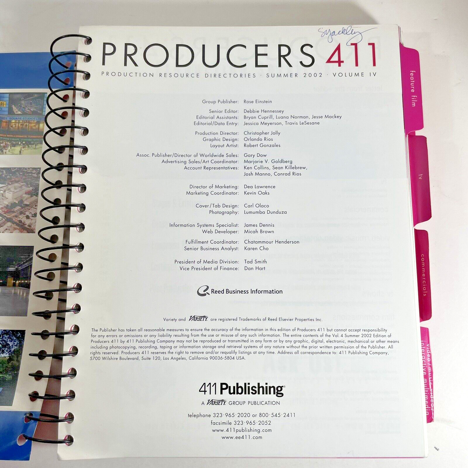 Producers 411 Summer 2002 Vintage Hollywood Spiral Paperback Book 528 pages!