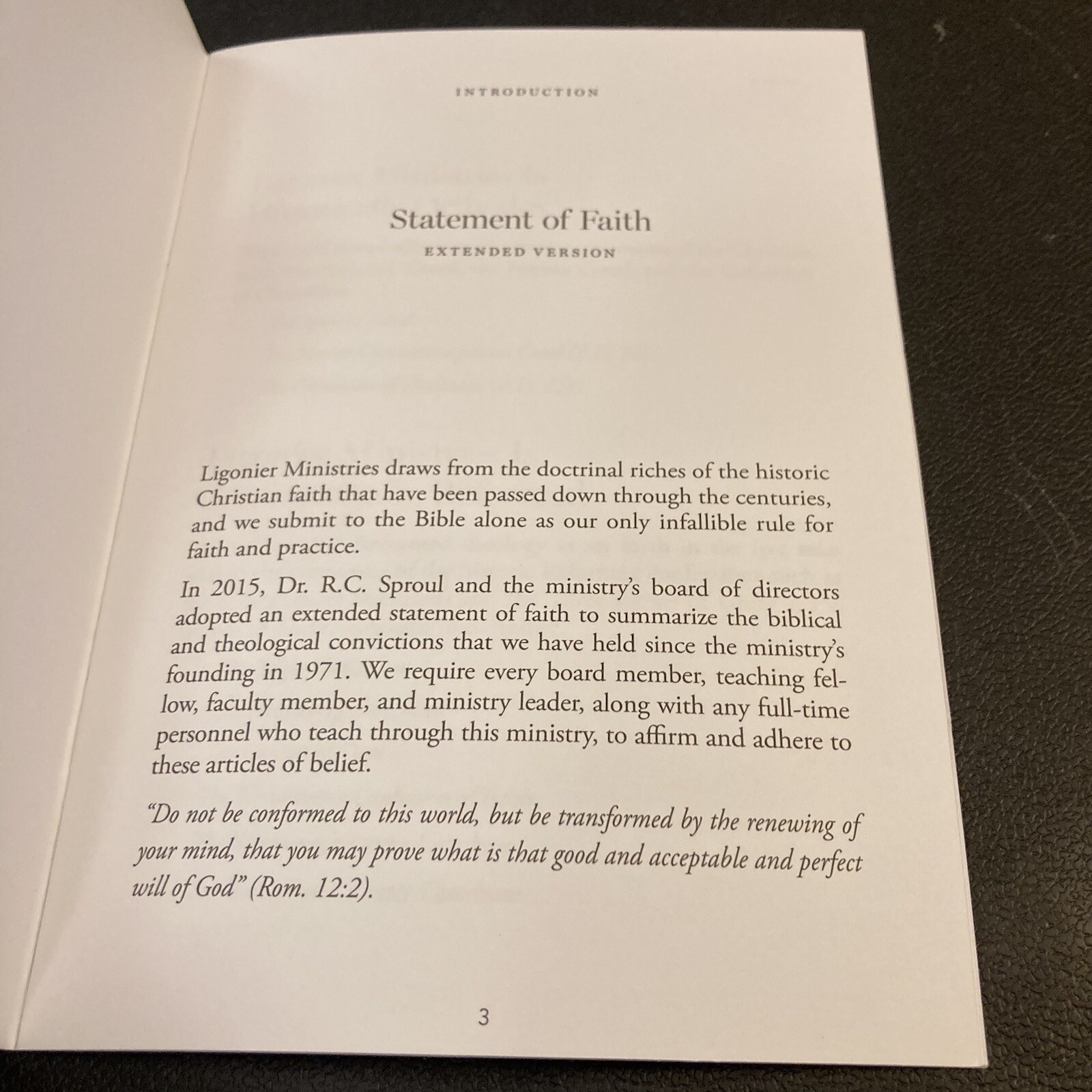 Ligonier Ministries Statement of Faith Book Pamphlet Extended RC Sproul PA