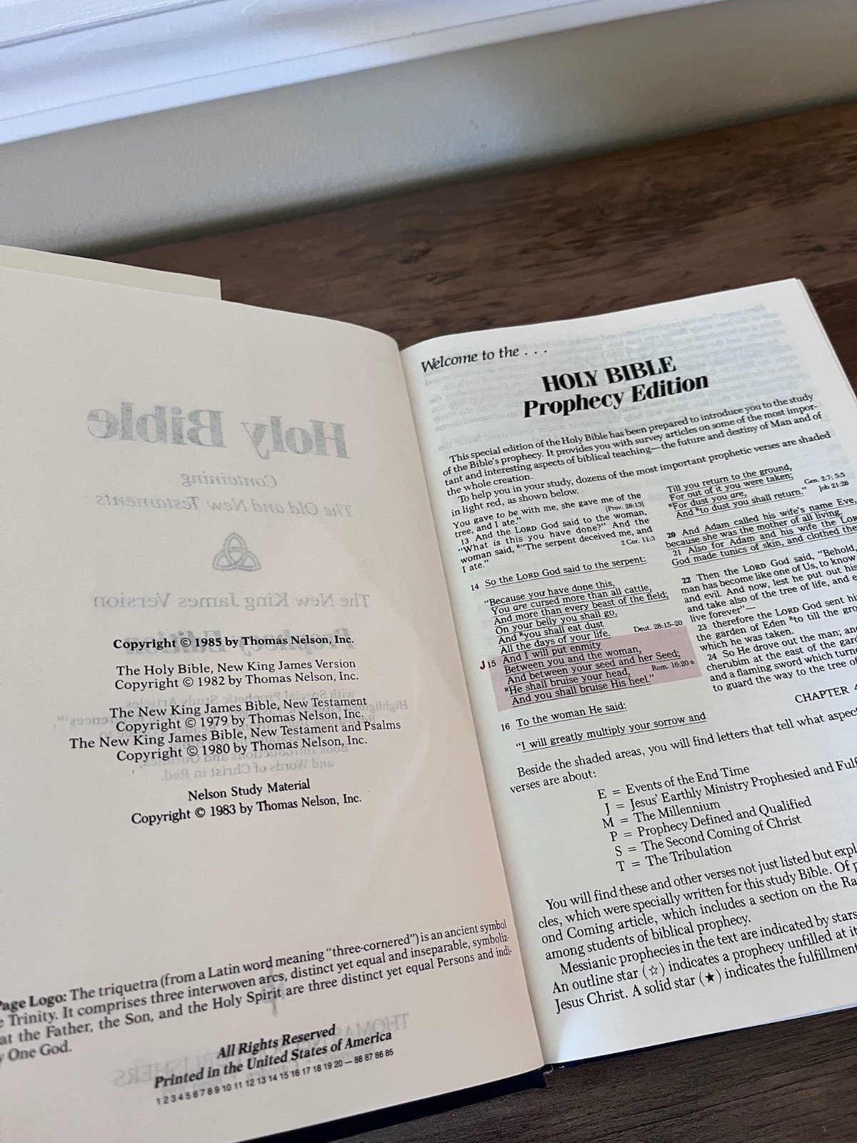 The Prophecy Edition Bible NKJV – 1985 Nelson – 403HC – Like New