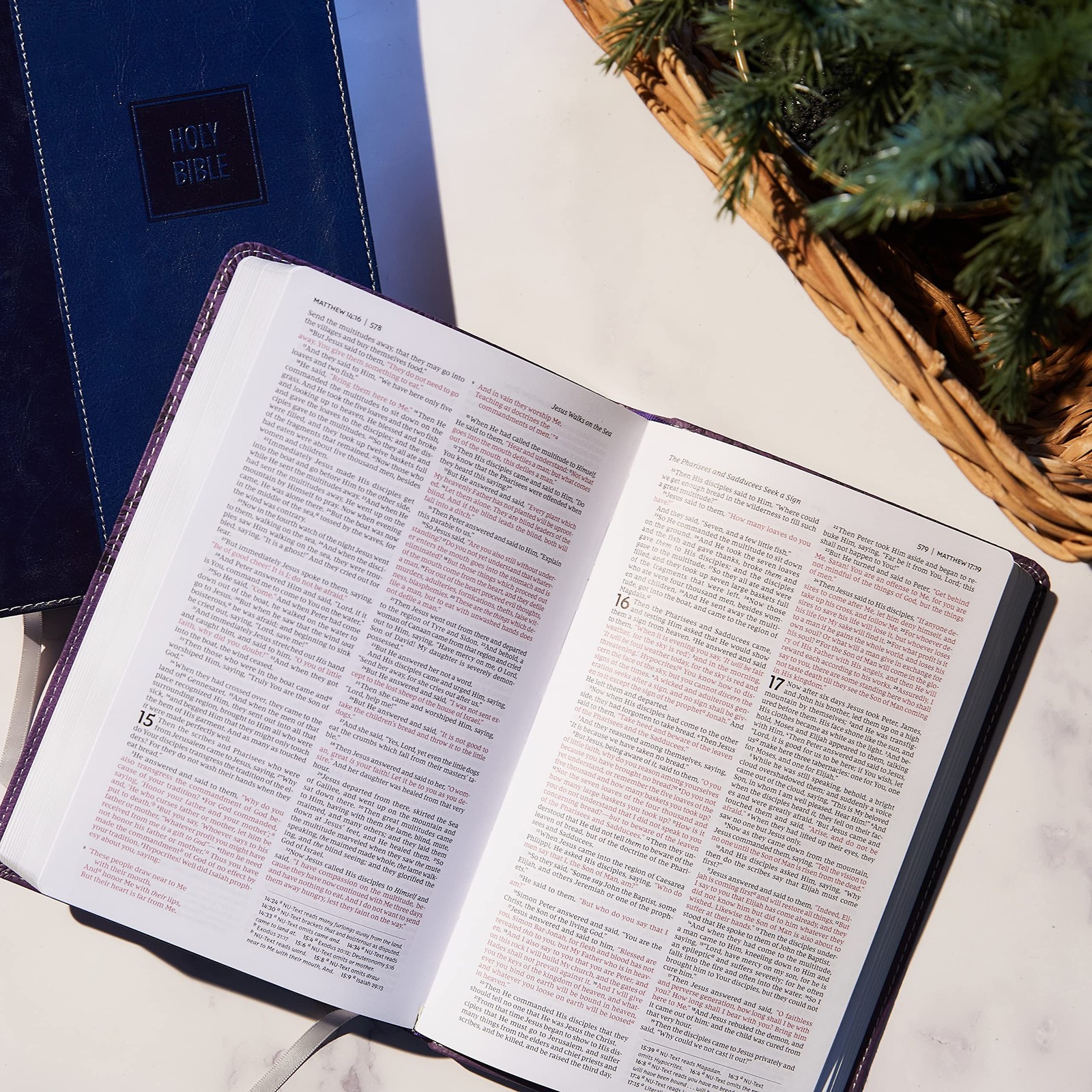 Deluxe NKJV Gift Bible Leathersoft Gray Red Letter Comfort Print Holy Bible NEW