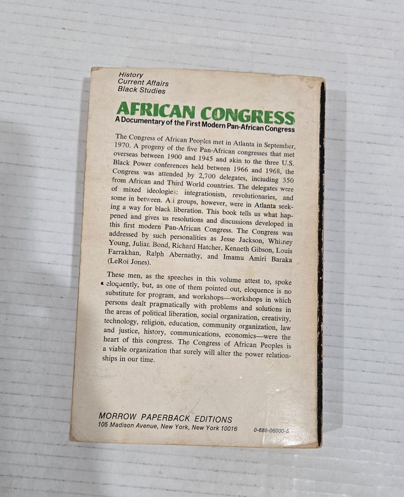 AFRICAN CONGRESS Book A Documentary First Modern Pan-African Congress 1972