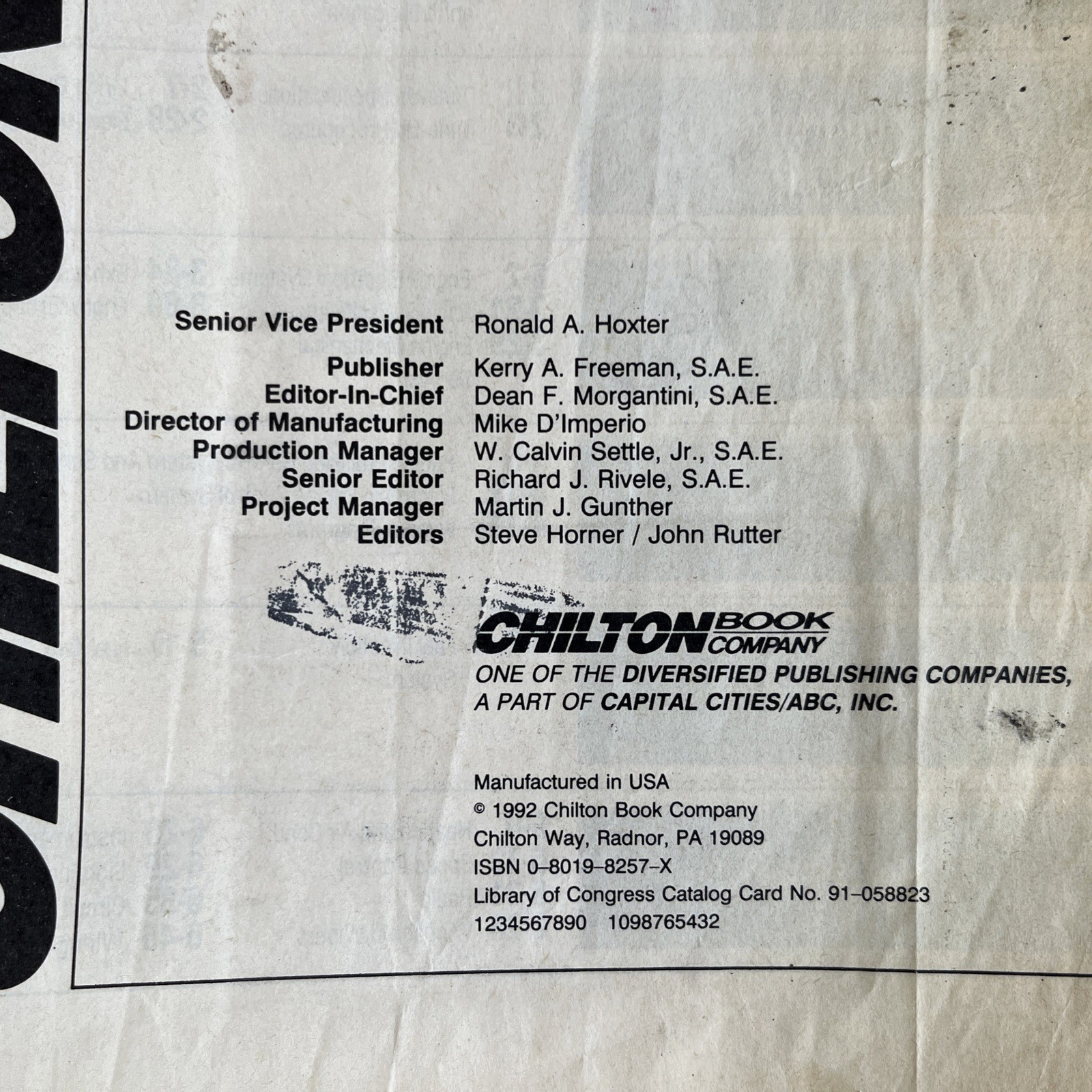 Chilton’s General Motors 1985-922 Repair Manual Pontiac Chilton Grand Am Ex-Lib