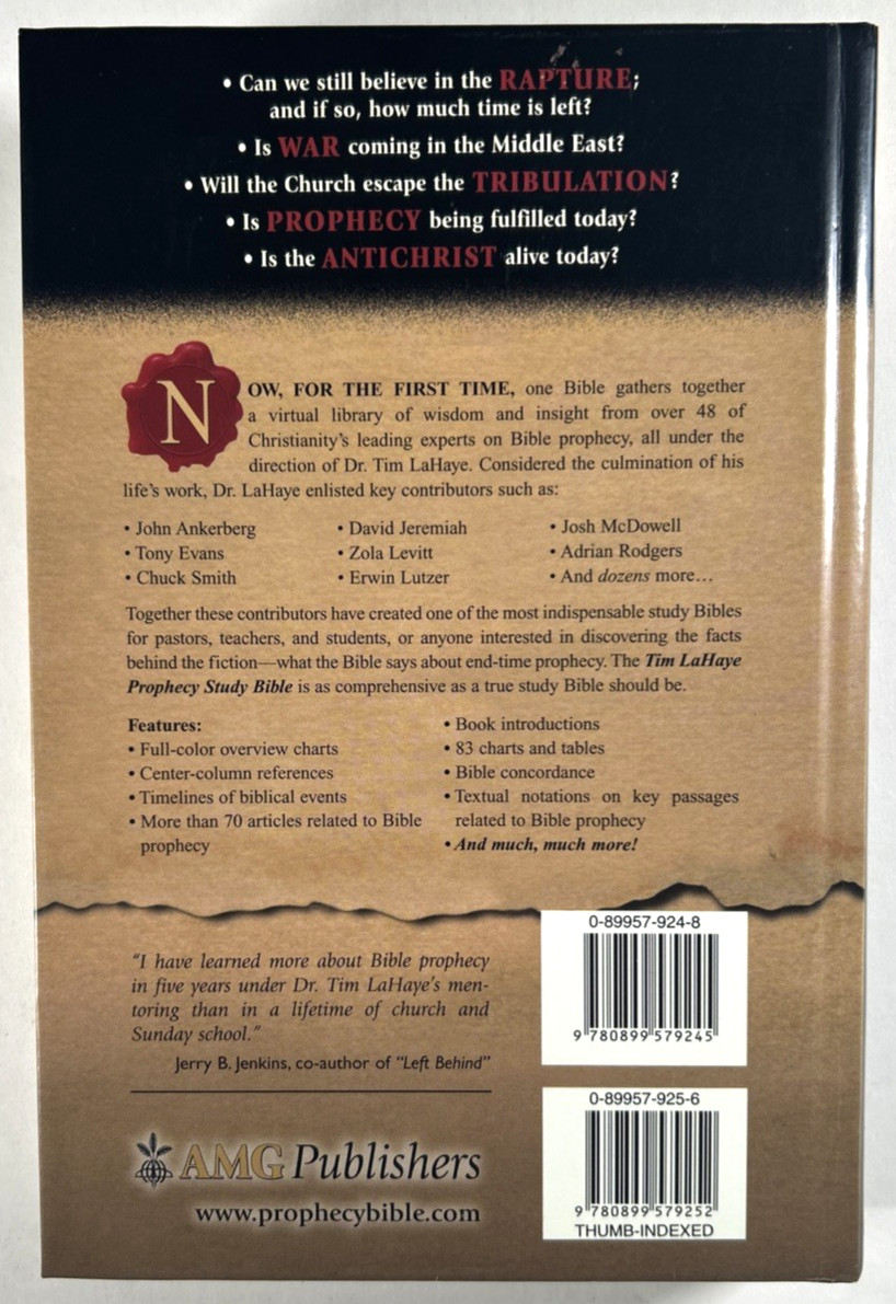 KJV Prophecy Study Bible Hardcover Tim LaHaye AMG Publishers Red Letter Like New