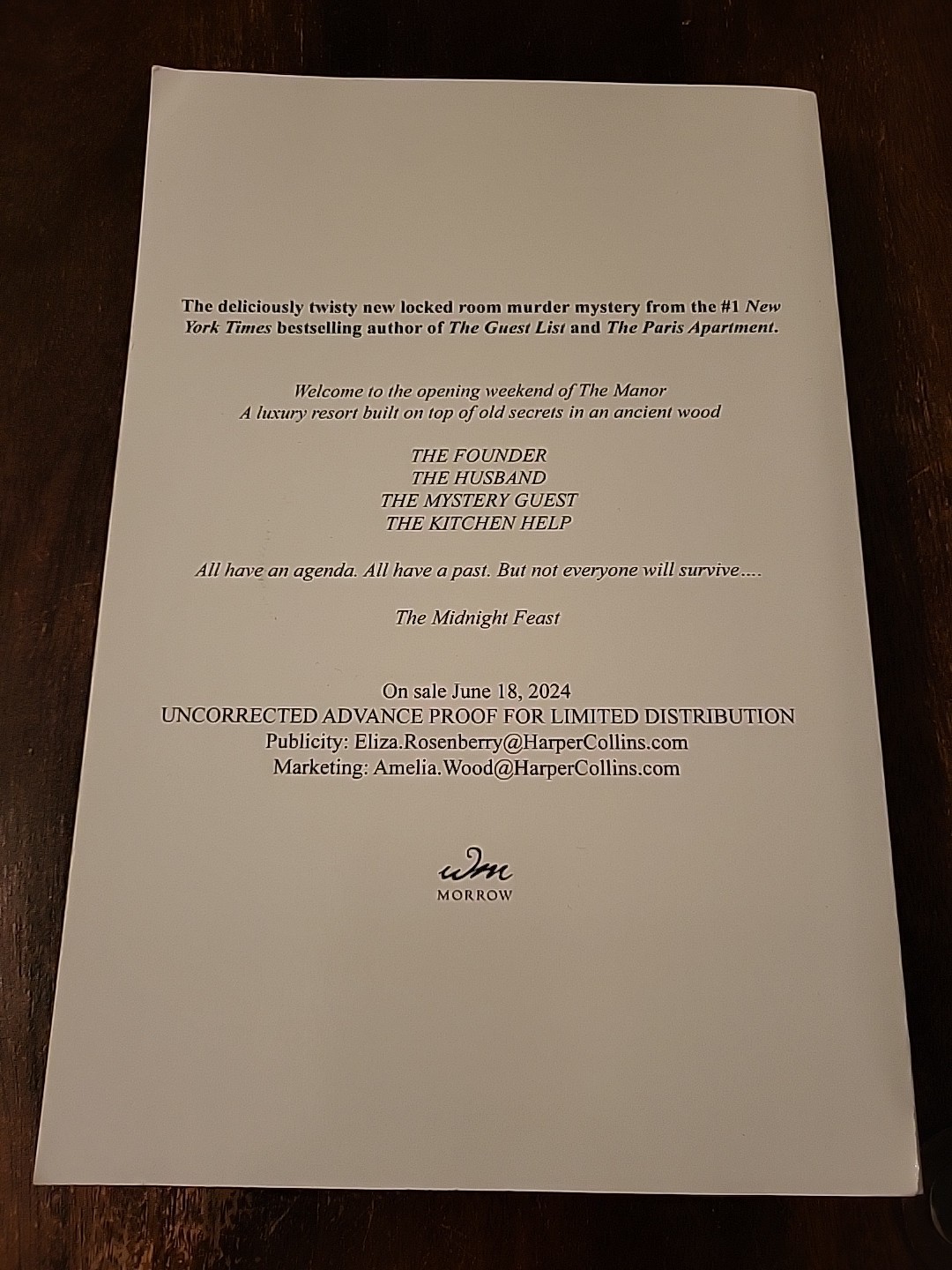 The Midnight Feast: A Novel; Foley, Lucy ARC Advance Reader Copy Proof Paperback