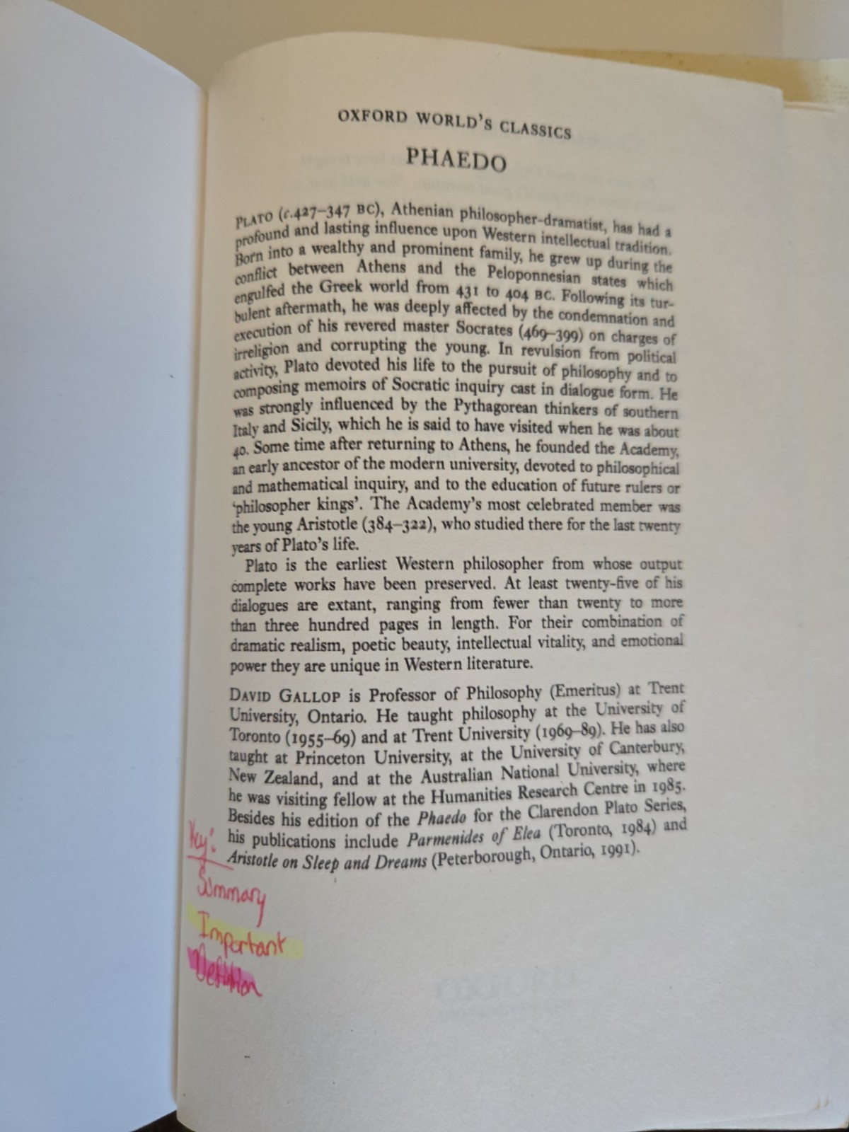 Phaedo by David Gallop and Plato (2009, Uk-Trade Paper)
