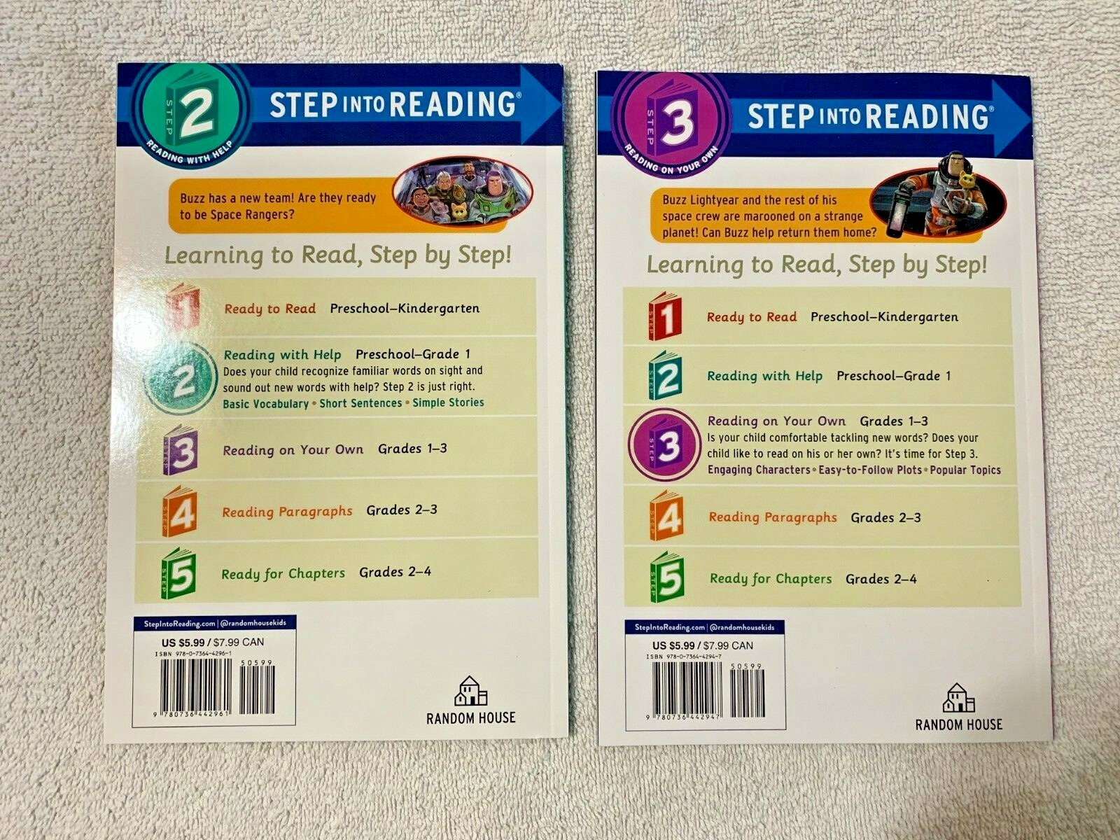 ✔ 2 LIGHTYEAR Step into Reading Books Step 2 & 3 Mission Teamwork & Space Ranger