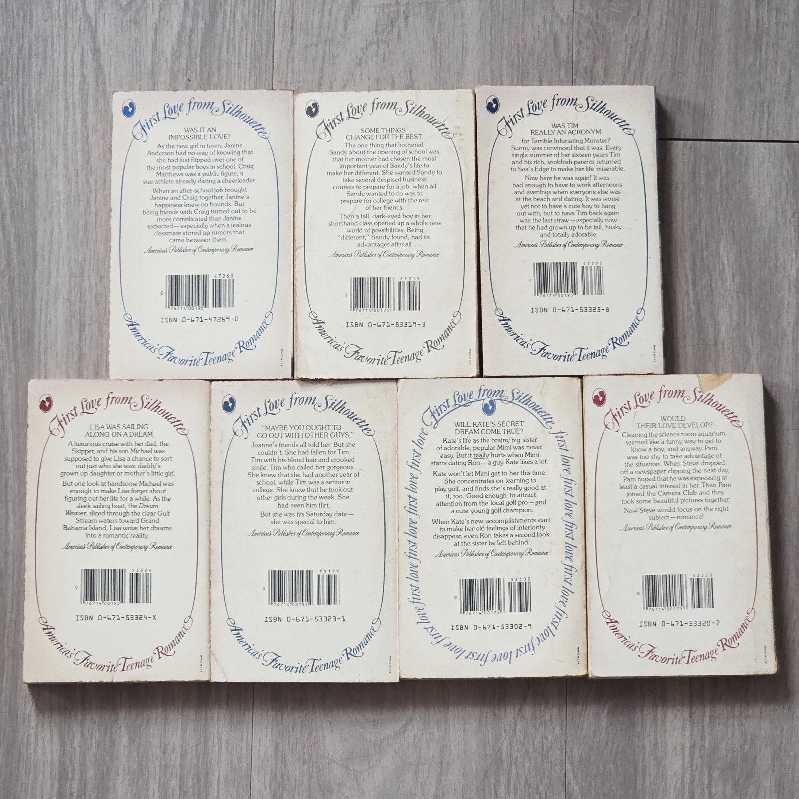 First Love From Silhouette FIRST PRINT Paperback Lot of 7 Teenage Romance