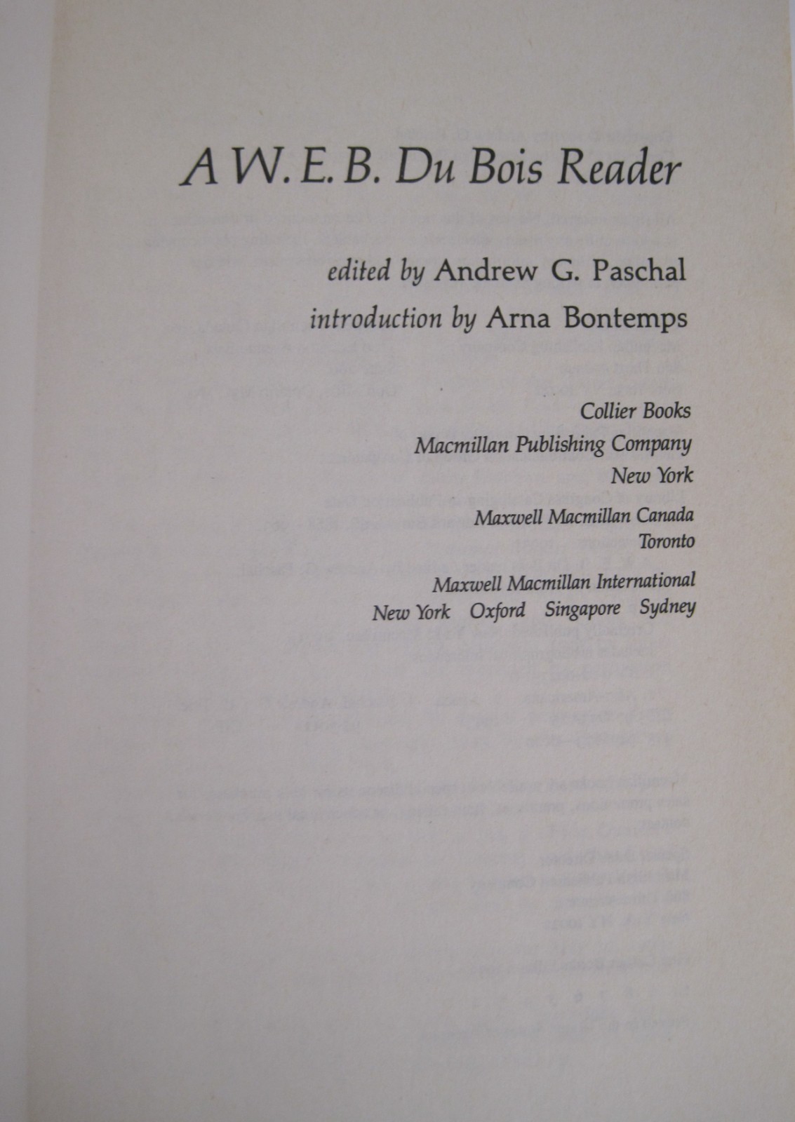 Reader by W. E. B. Du Bois (SC)
