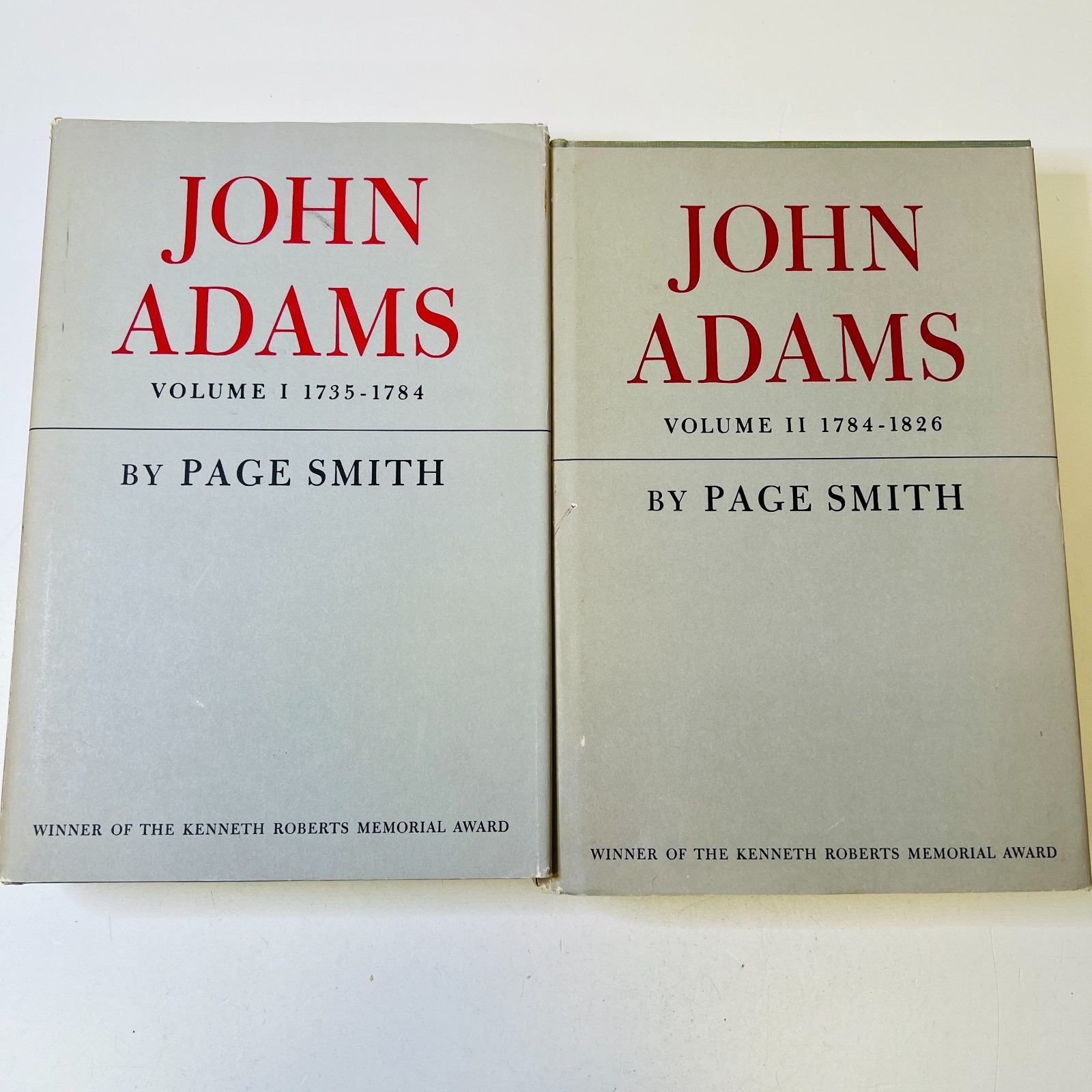 John Adams by Page Smith 1962, Volumes I and II, First Edition HC/DJ